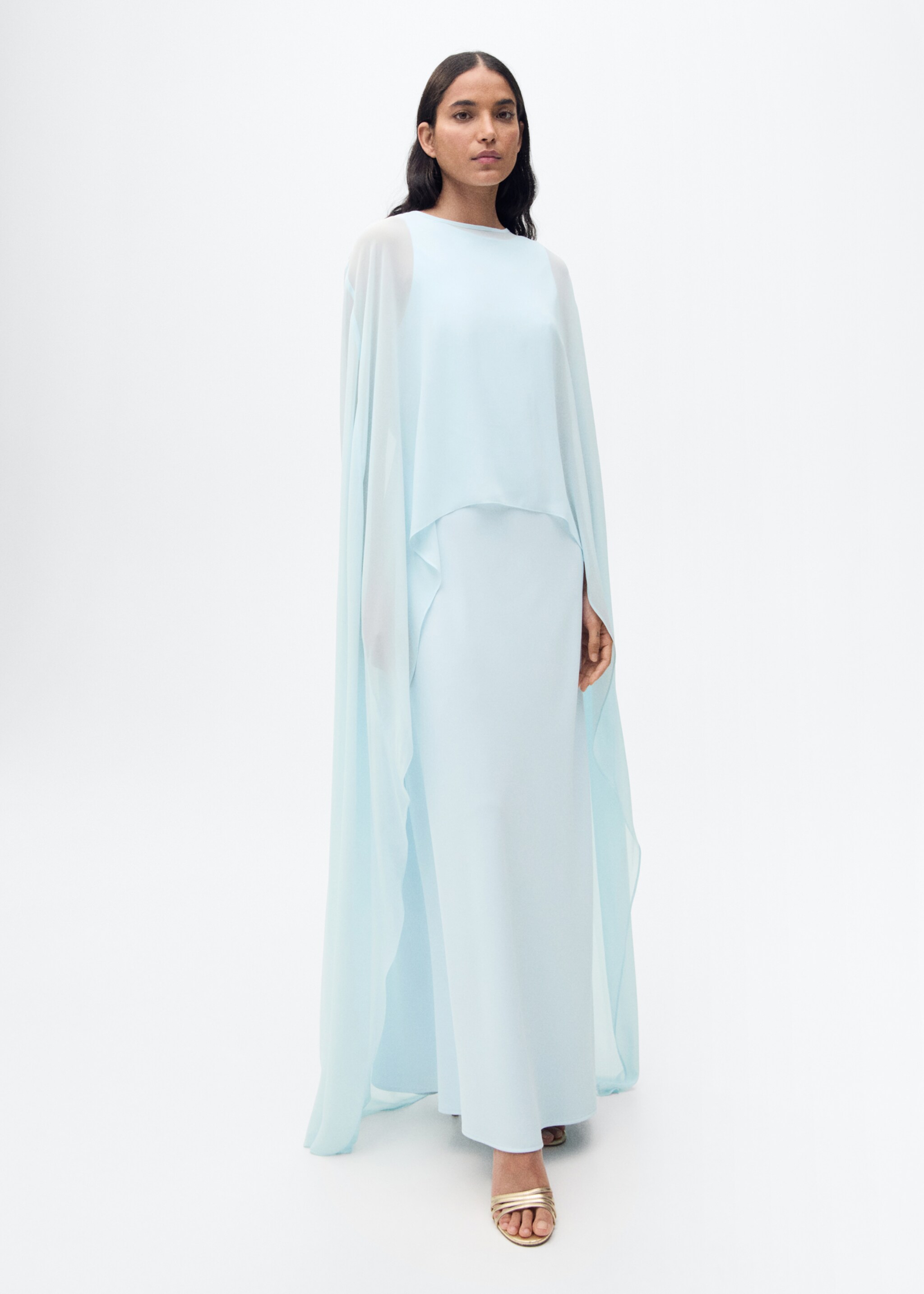 Long semi-transparent cape - General plane, Sky Blue. Ref: 87065724-00.