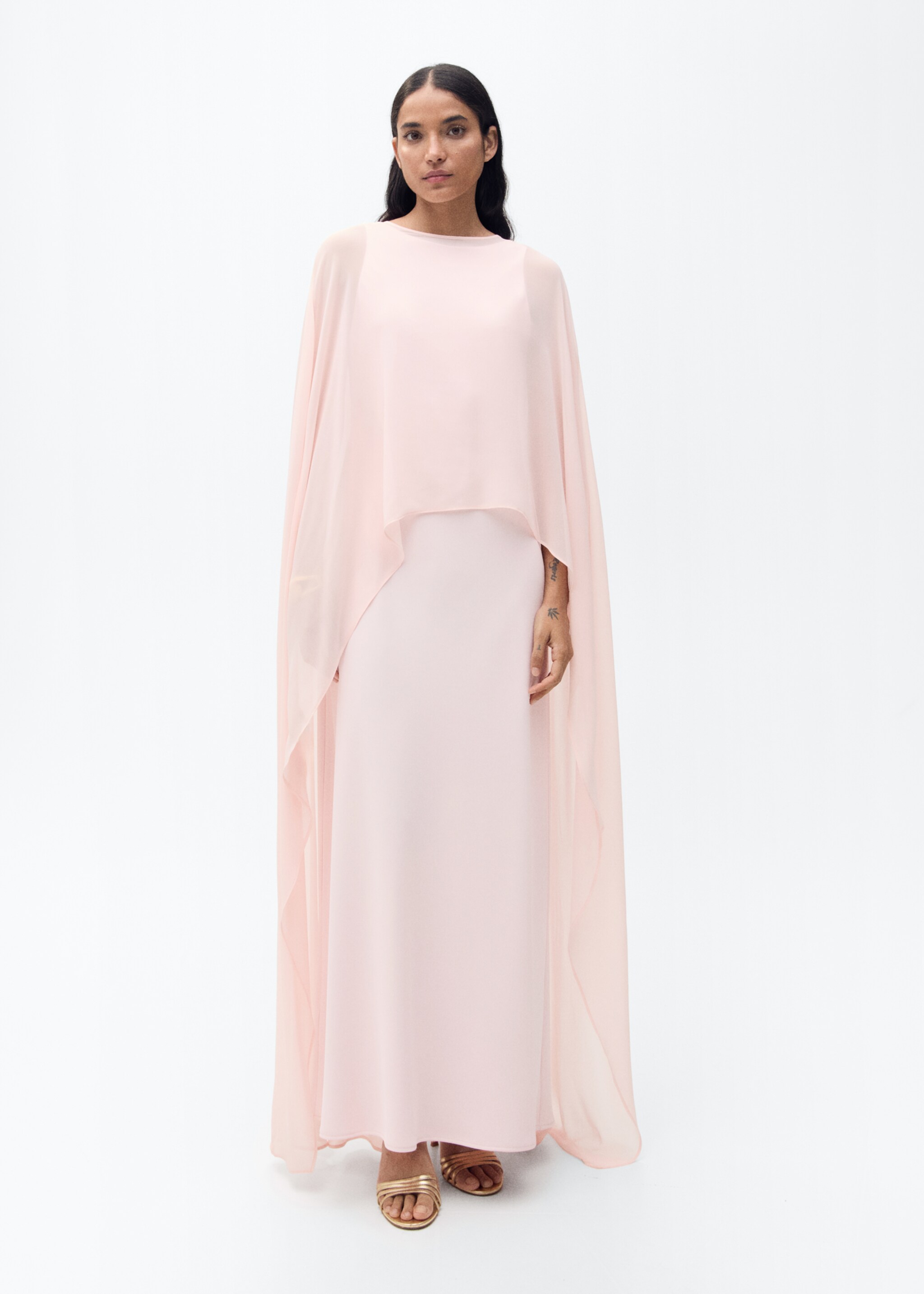 Long semi-transparent cape - General plane, Pastel Pink. Ref: 87065724-00.