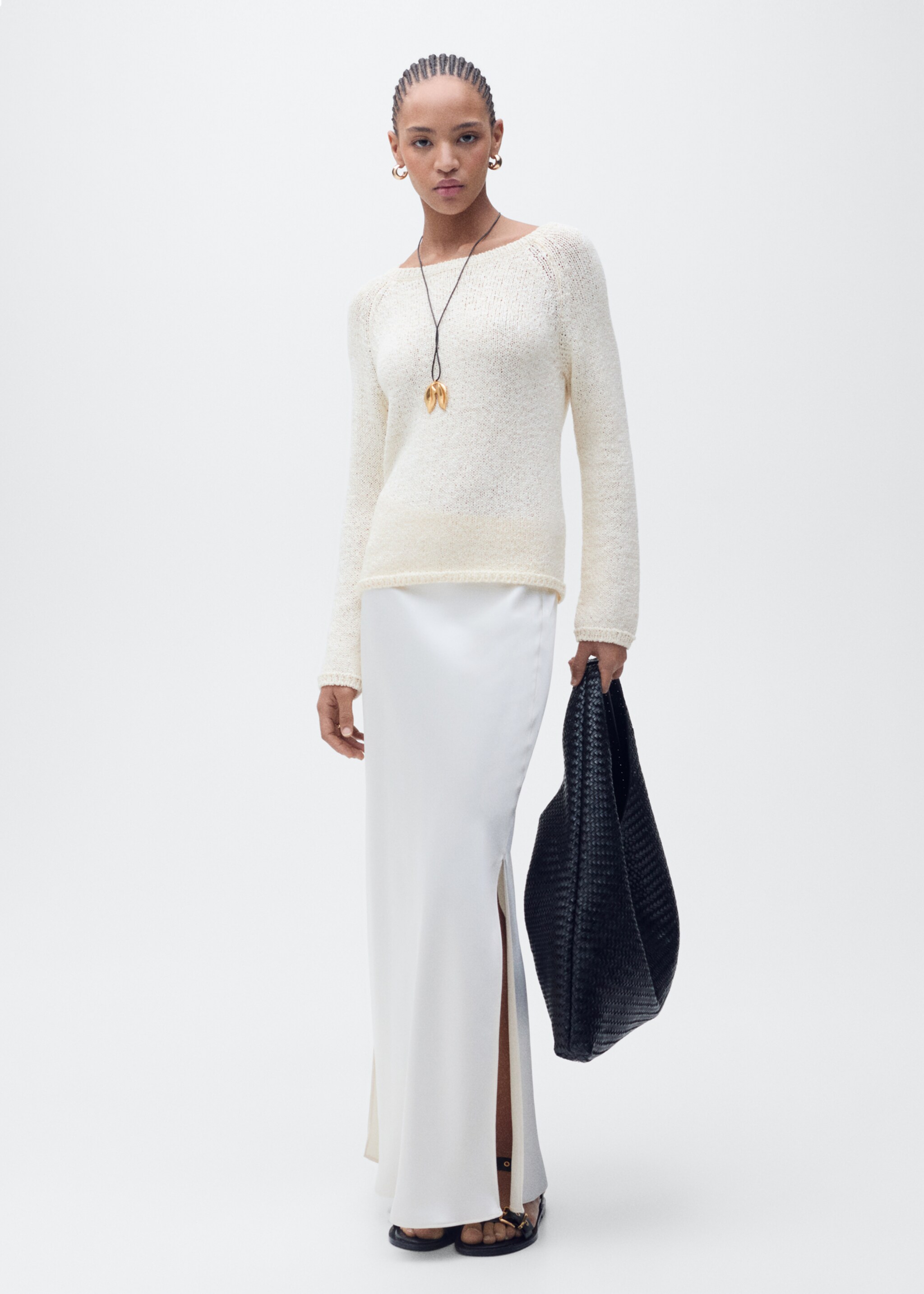 Häkelpullover mit Rundhals - Allgemeine Ansicht, Ecru. Ref: 87065736-00.