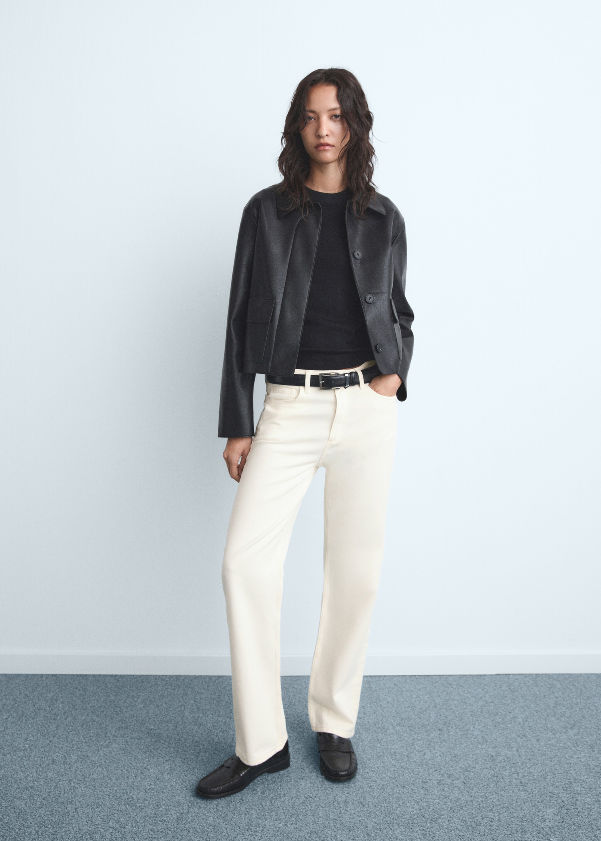 Matilda medium-rise straight-fit jeans - General plane, Ecru. Ref: 87065765-00.