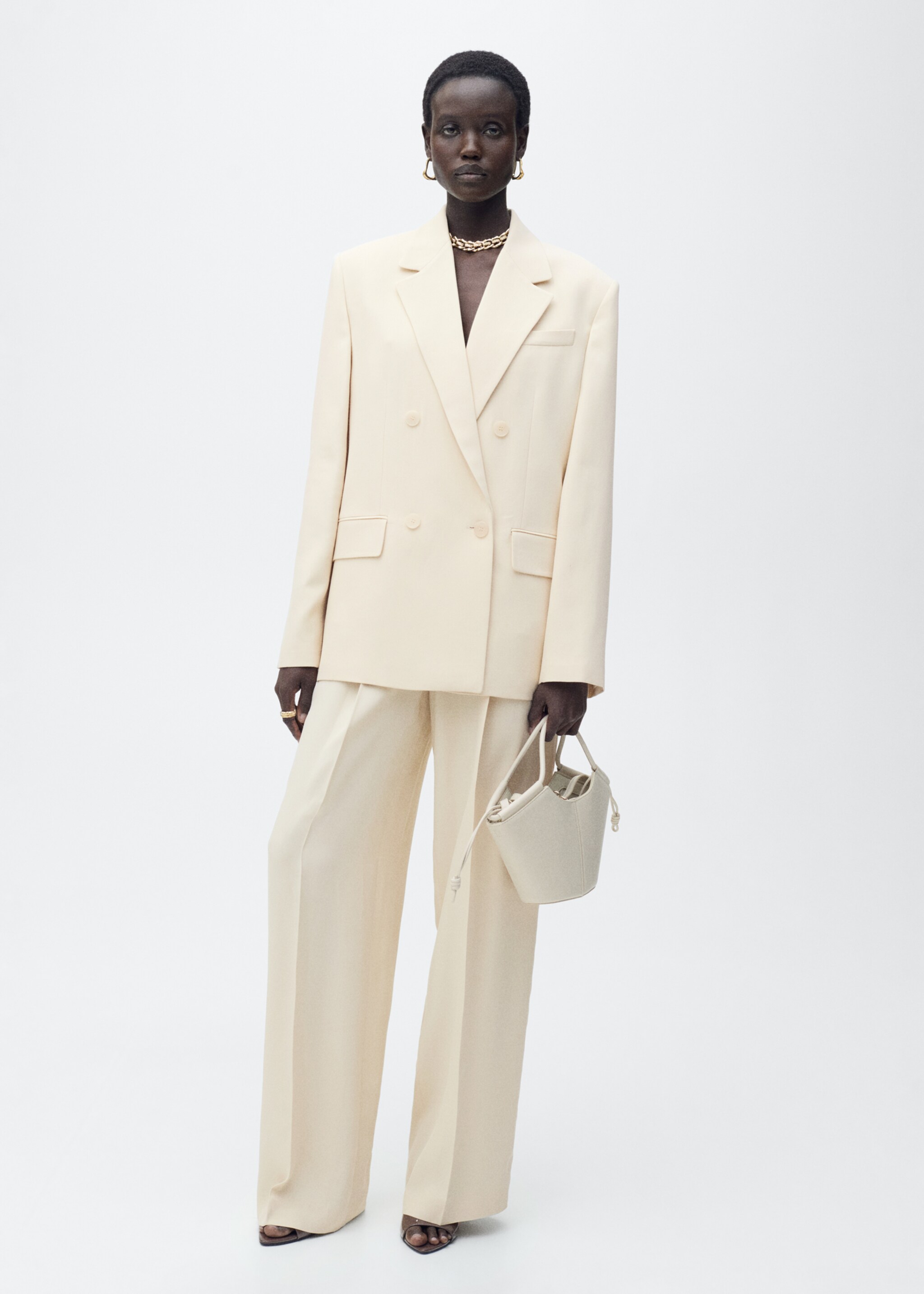 Doppelreihiger Blazer-Anzug - Allgemeine Ansicht, Vanille. Ref: 87065768-00.