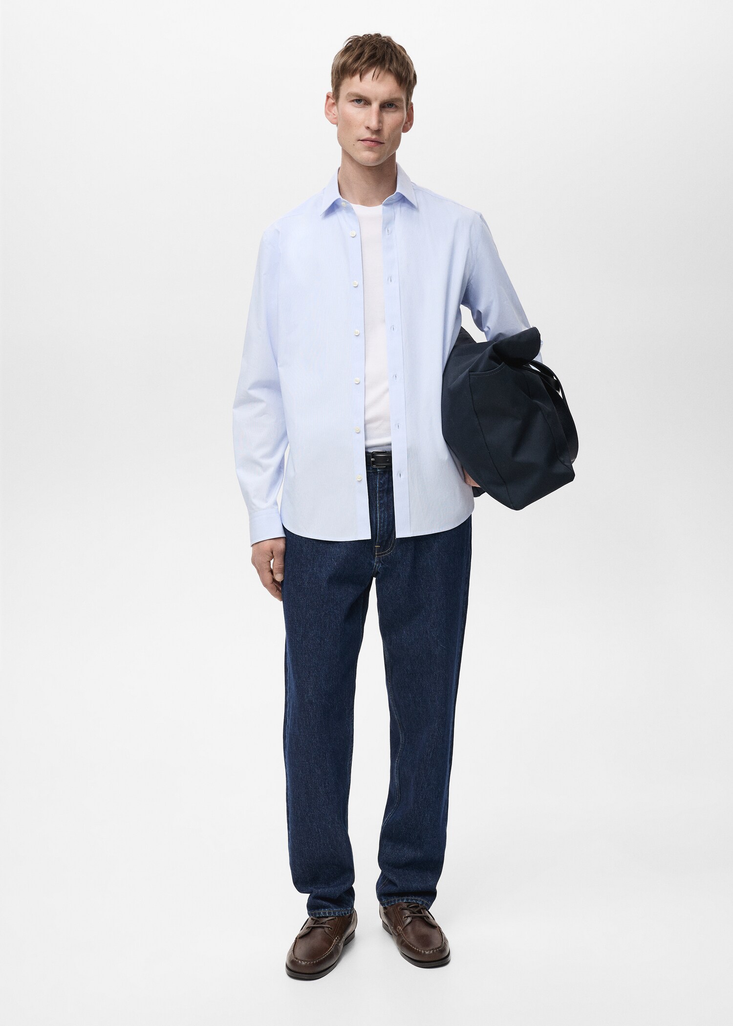 100% cotton slim-fit striped shirt - General plane