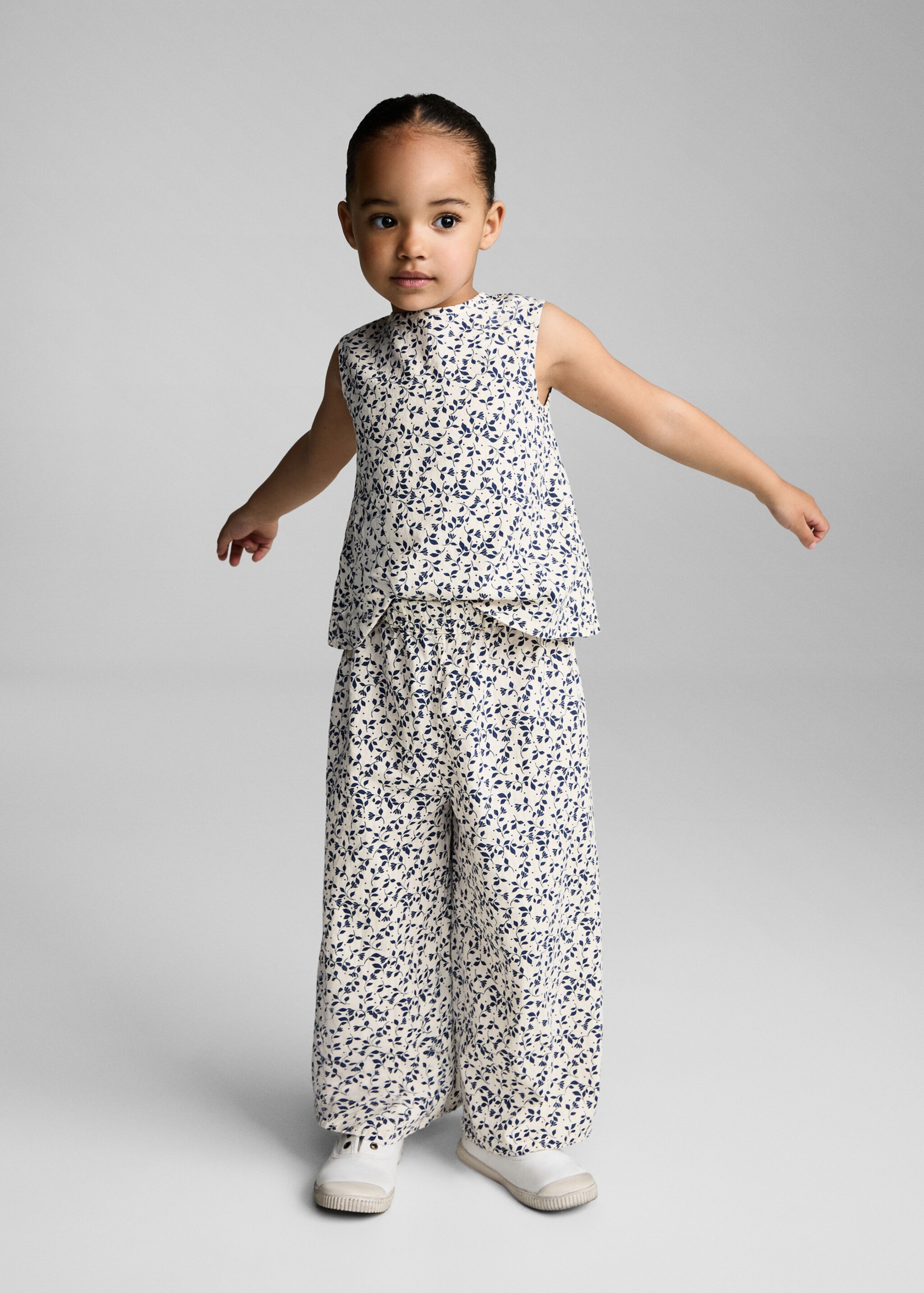 Pantalons rectes estampat floral - Pla general, Blanc. Ref: 87065940-00.