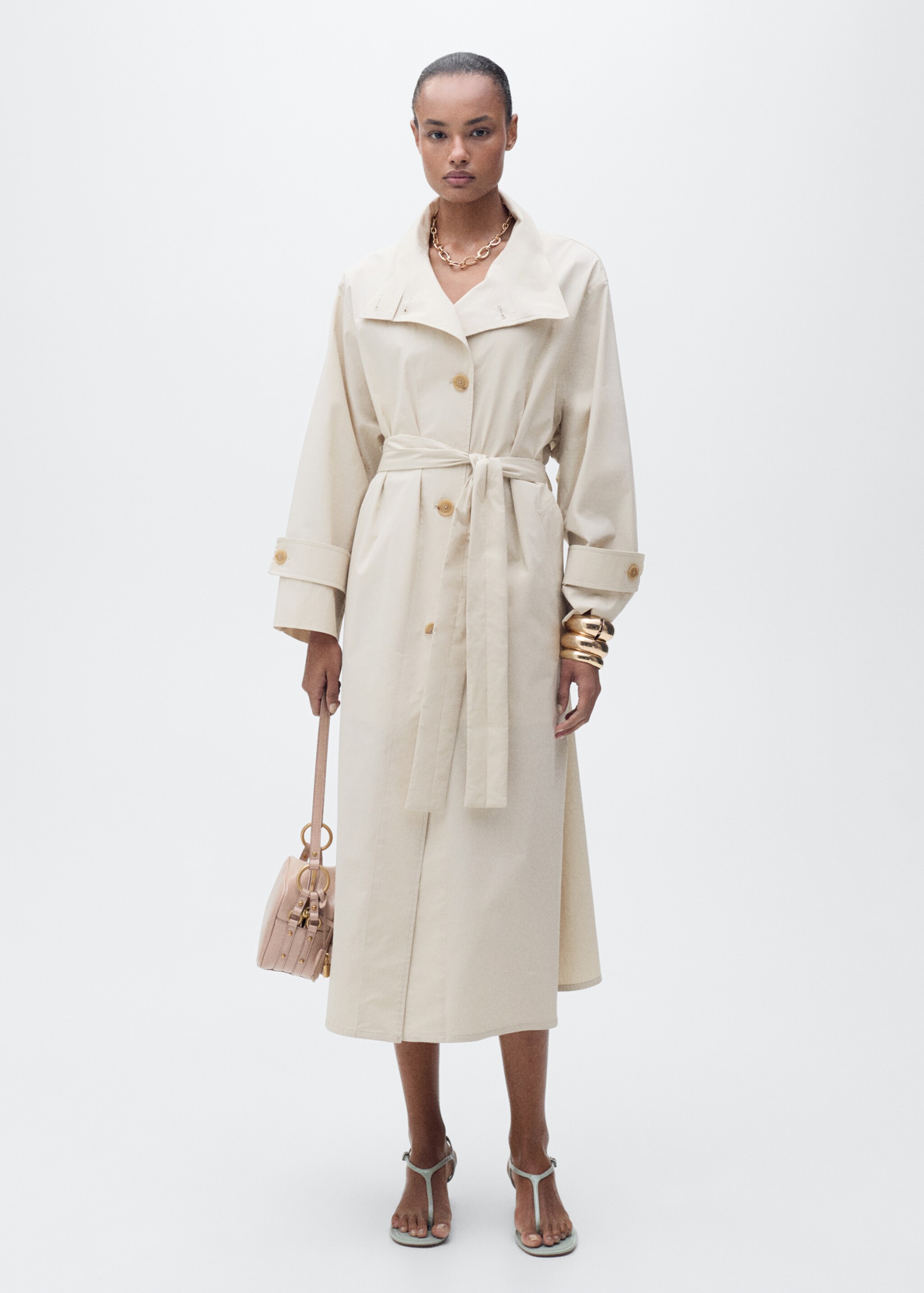 Oversized cotton trench coat - General plane, Light/Pastel Grey. Ref: 87066345-00.