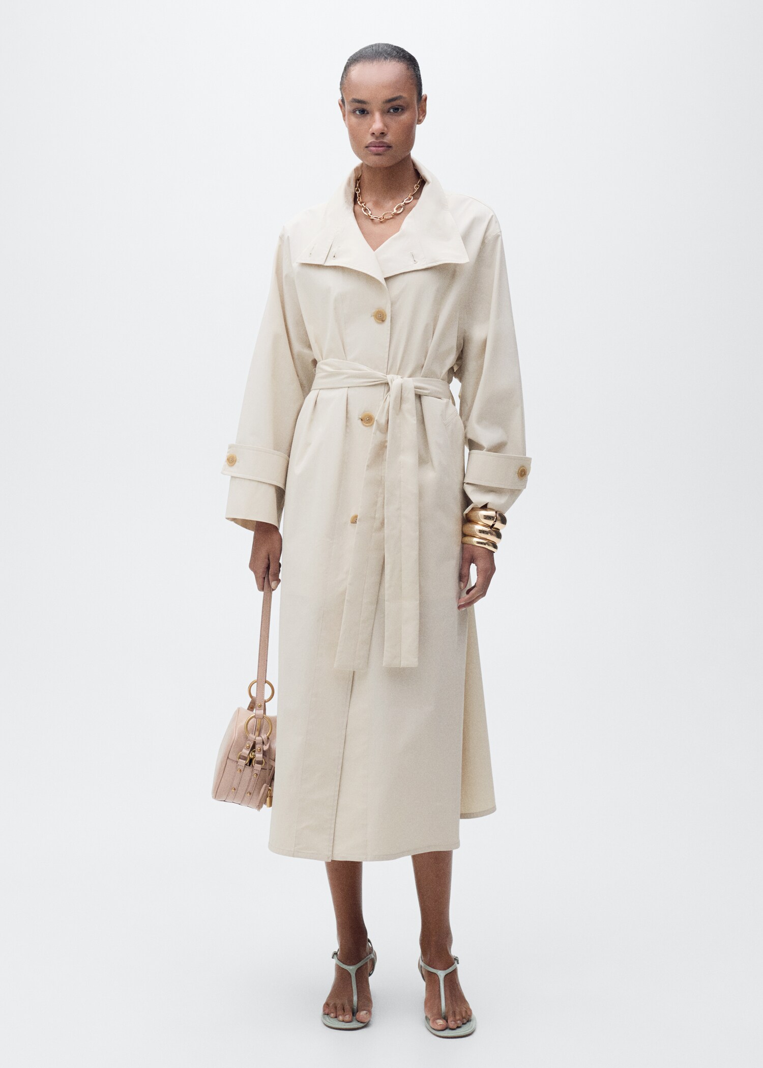 Oversized cotton trench coat - General plane