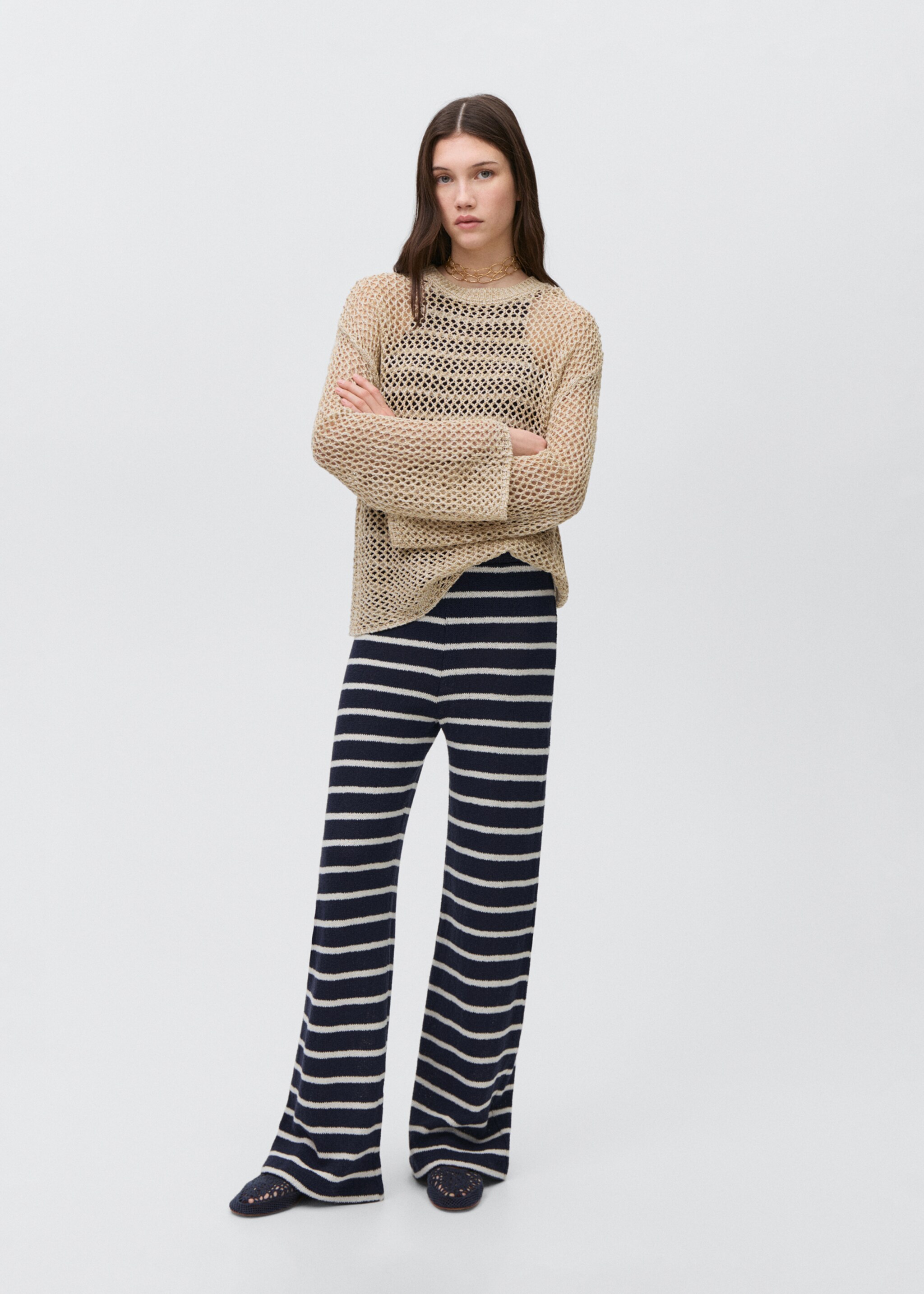 Striped knit trousers - General plane, Dark Navy. Ref: 87066353-00.