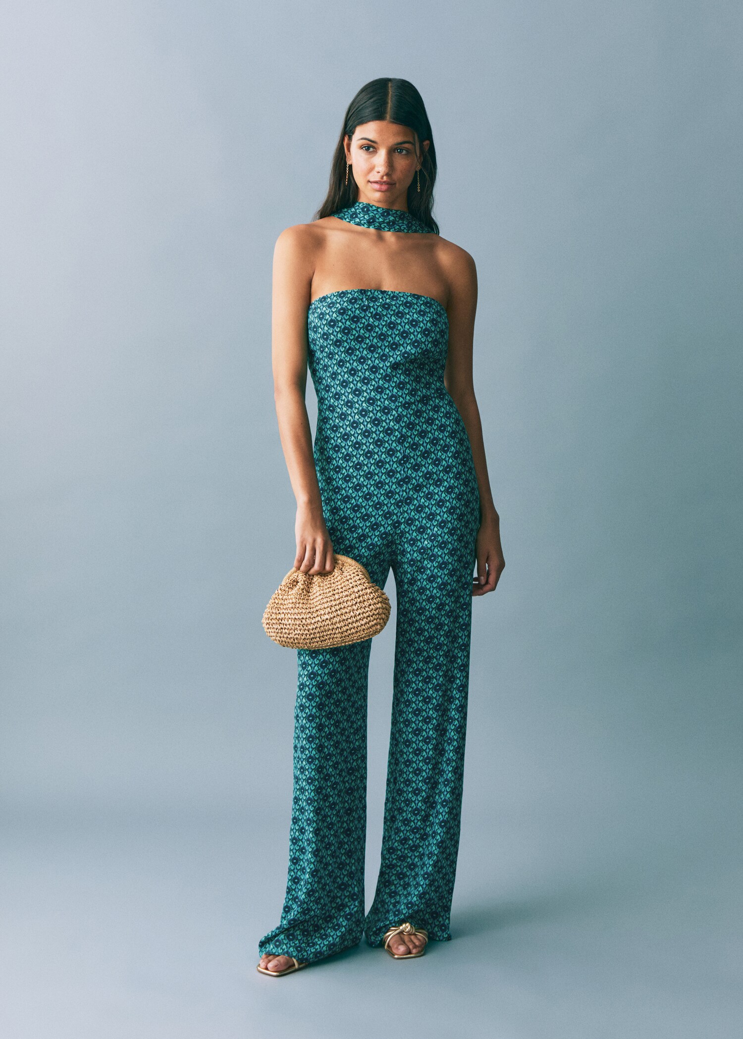 Printed jumpsuit with bow - General plane