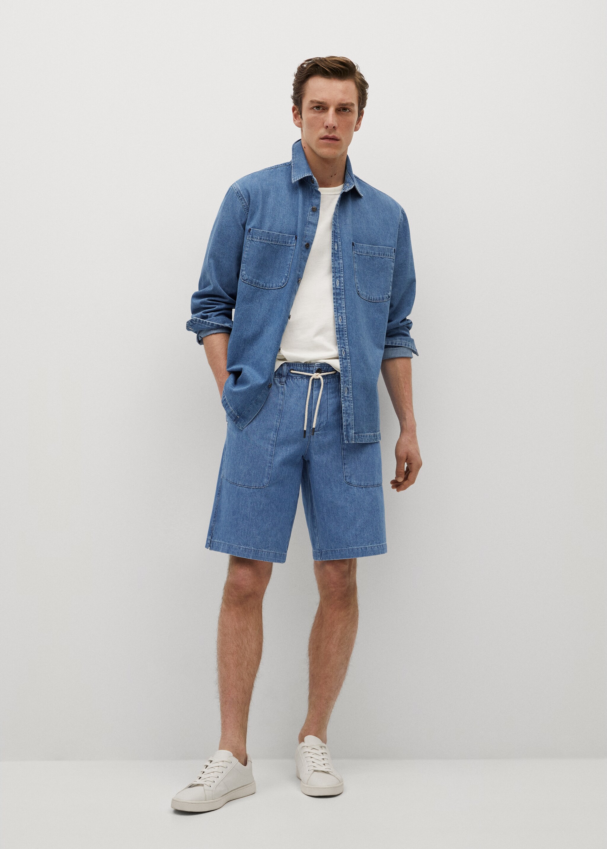 Relaxed denim shorts - General plane