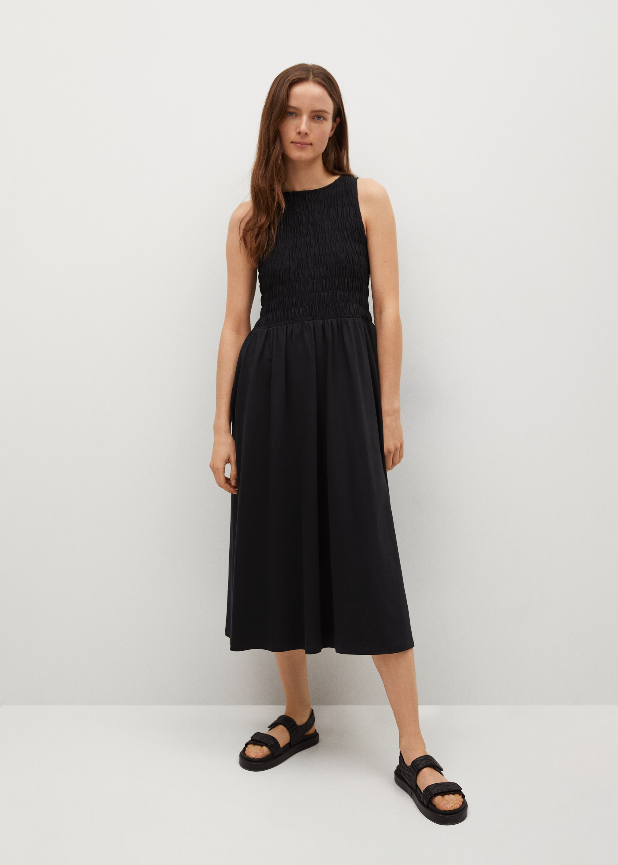 Gekräuseltes Midi-Kleid - Allgemeine Ansicht