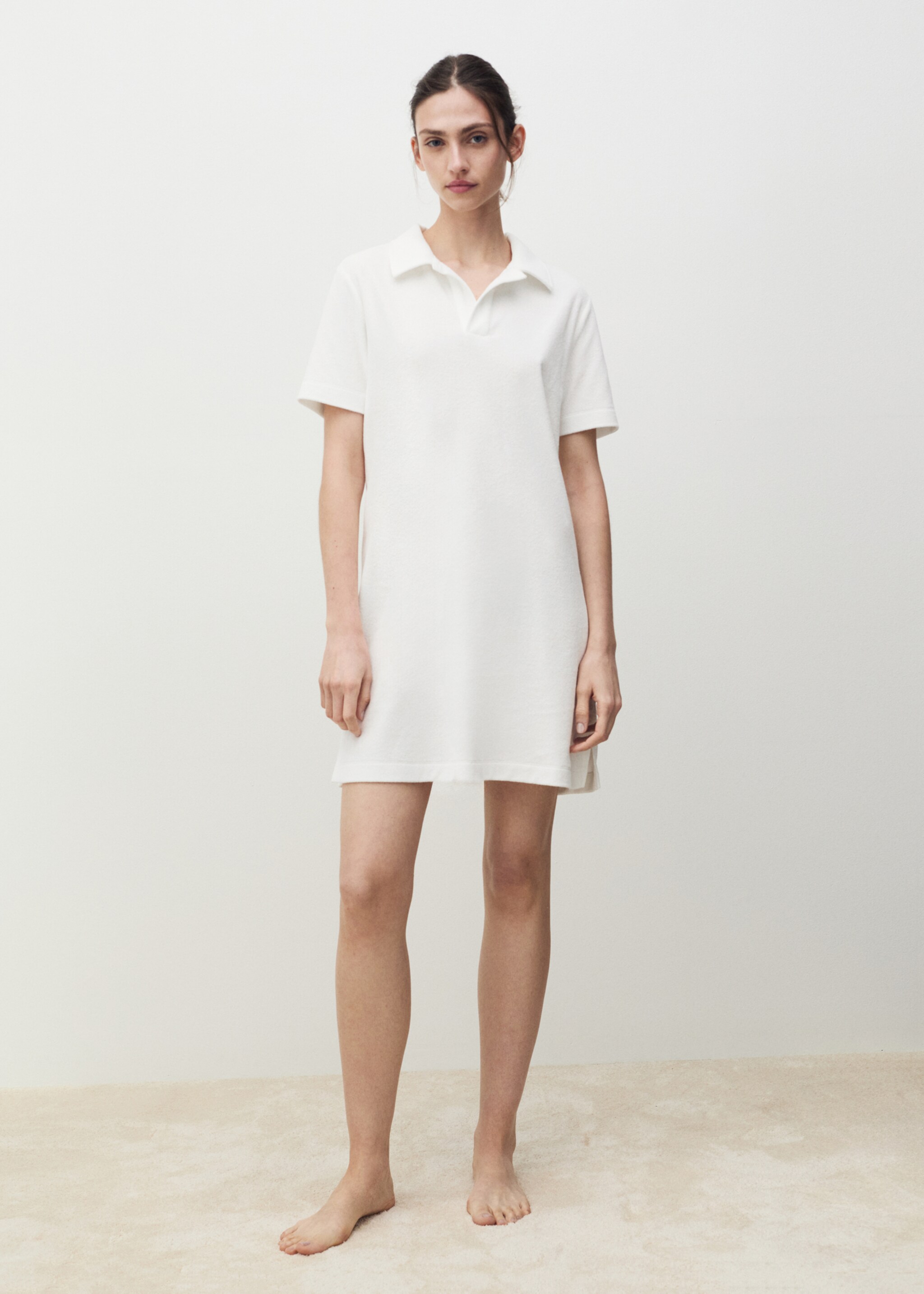 Terry cotton nightdress - General plane, White. Ref: 87067169-00.
