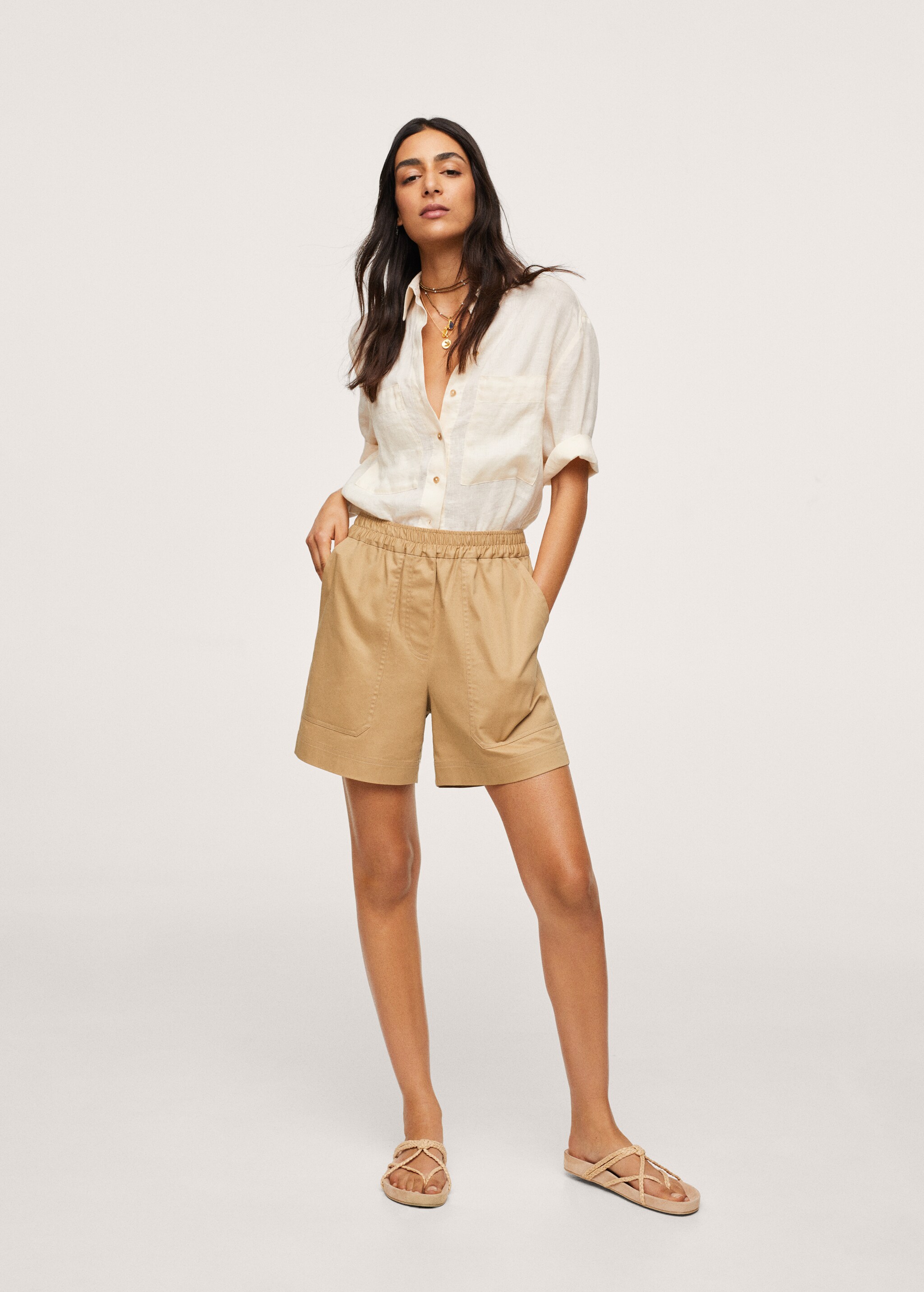 Short algodón cintura elástica - Plano general