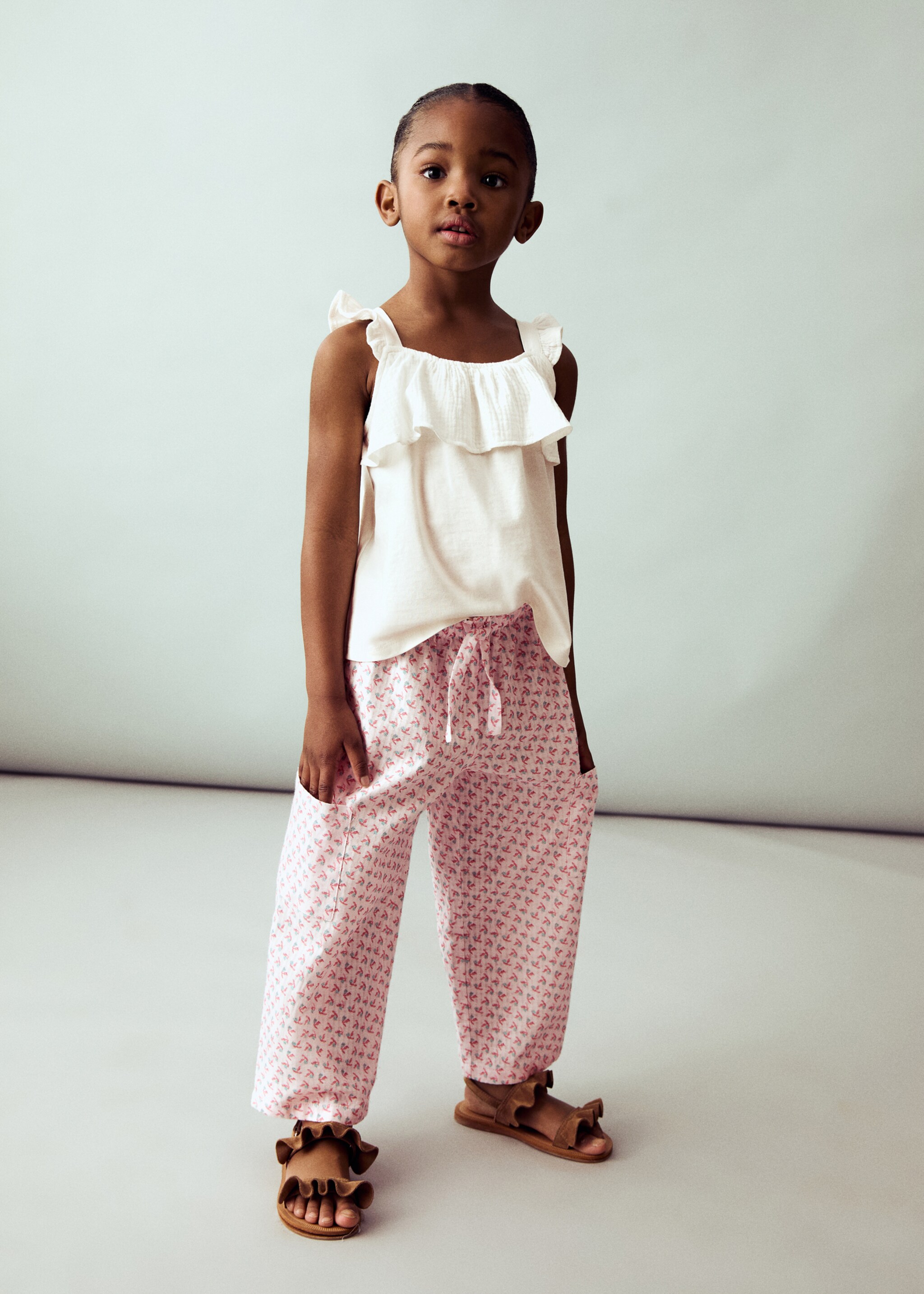 Pantalons rectes estampats - Pla general, Rosa clar. Ref: 87067709-00.