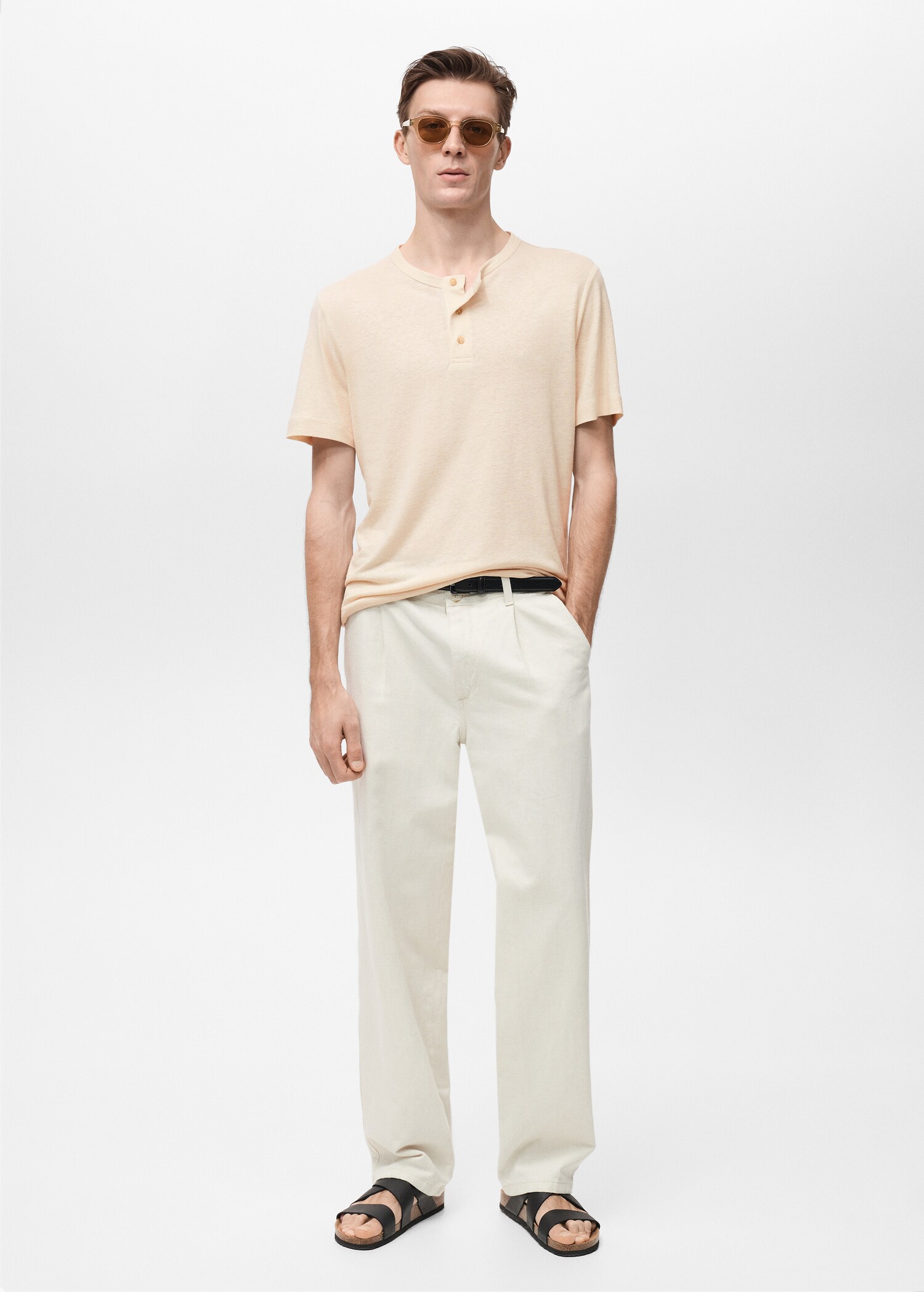 Button linen blend T-shirt - General plane