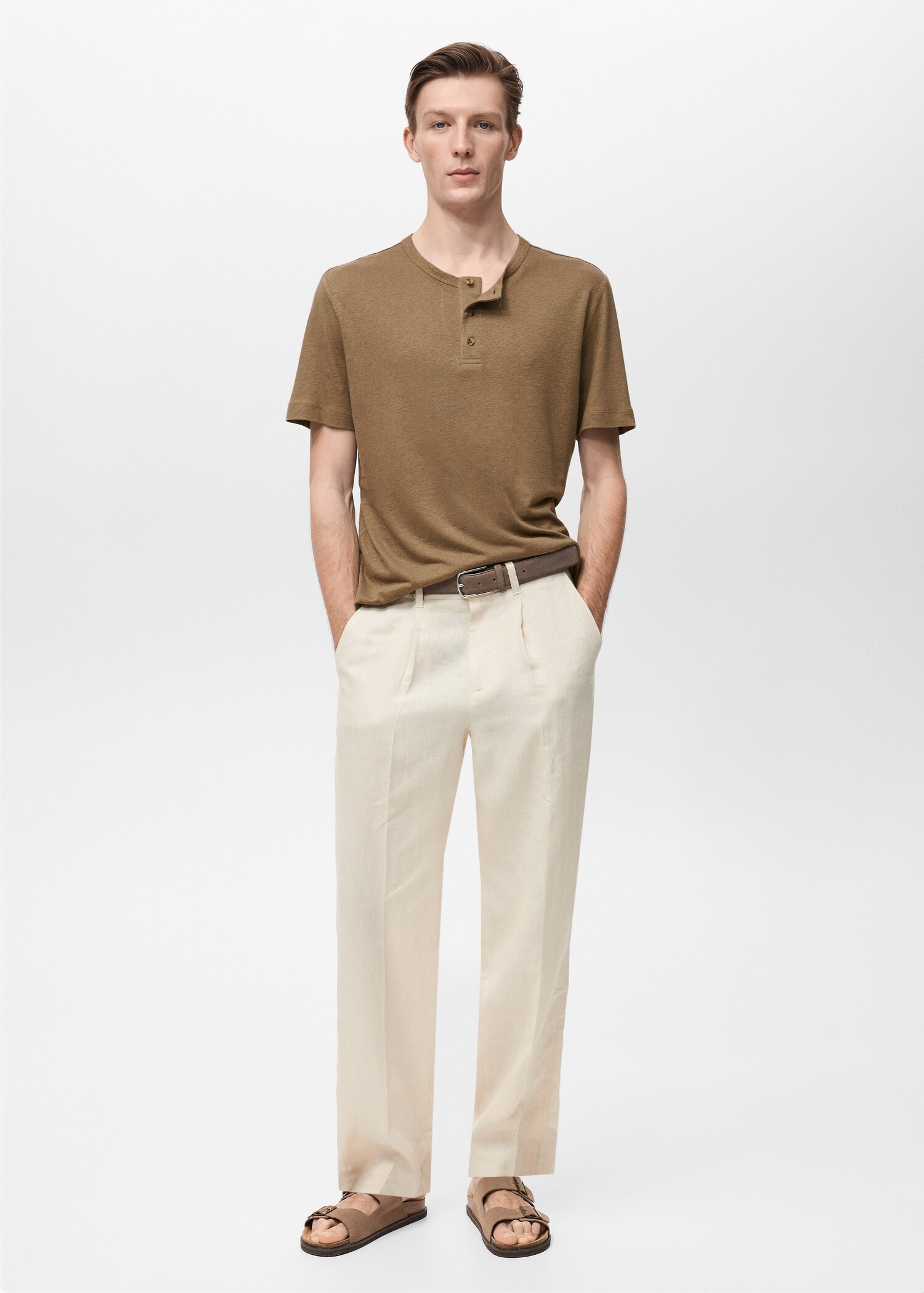 Button linen blend T-shirt - General plane