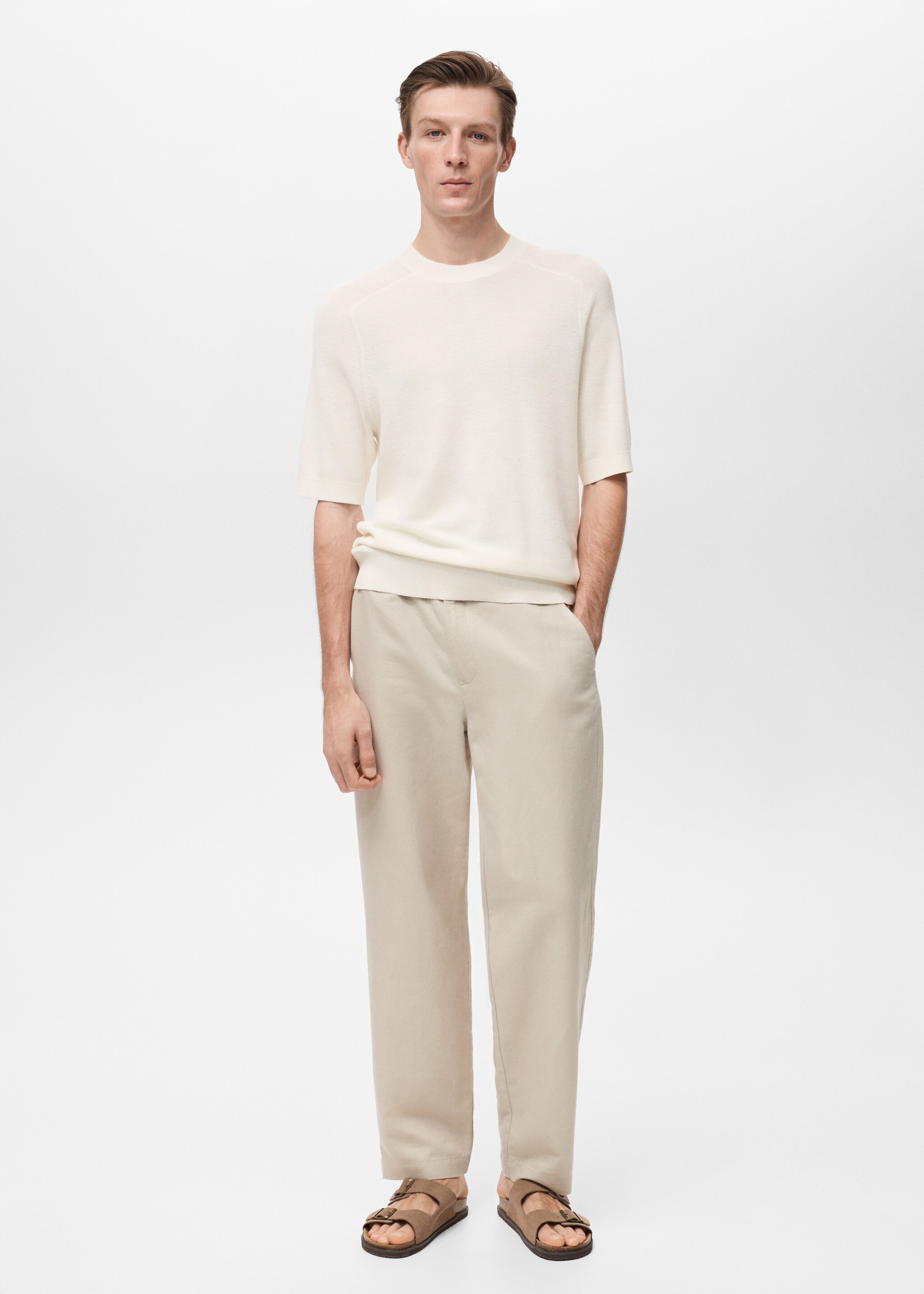 T-shirt en maille fine - Plan général, Écru. Ref: 87067897-00.