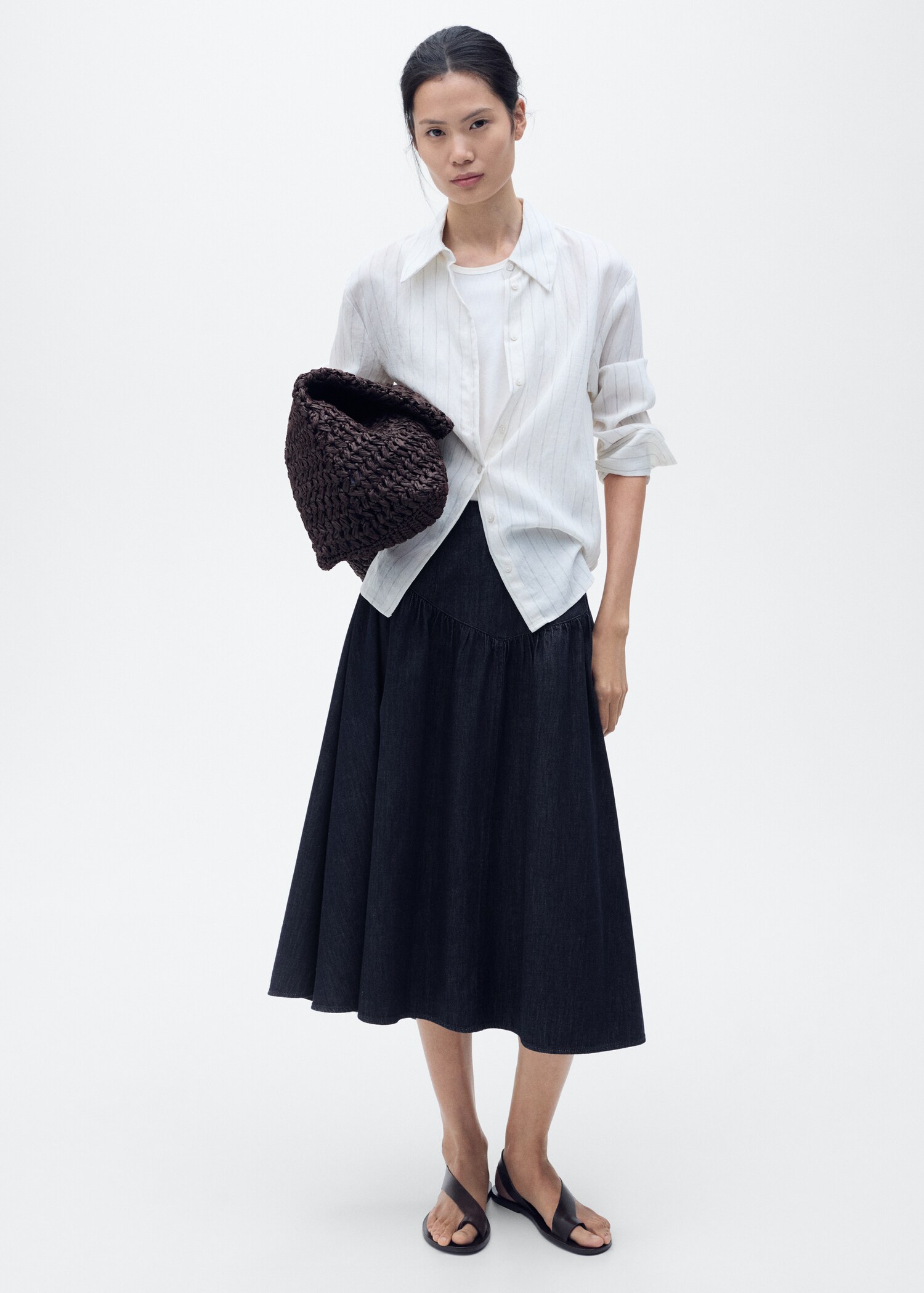 Flared denim skirt - General plane