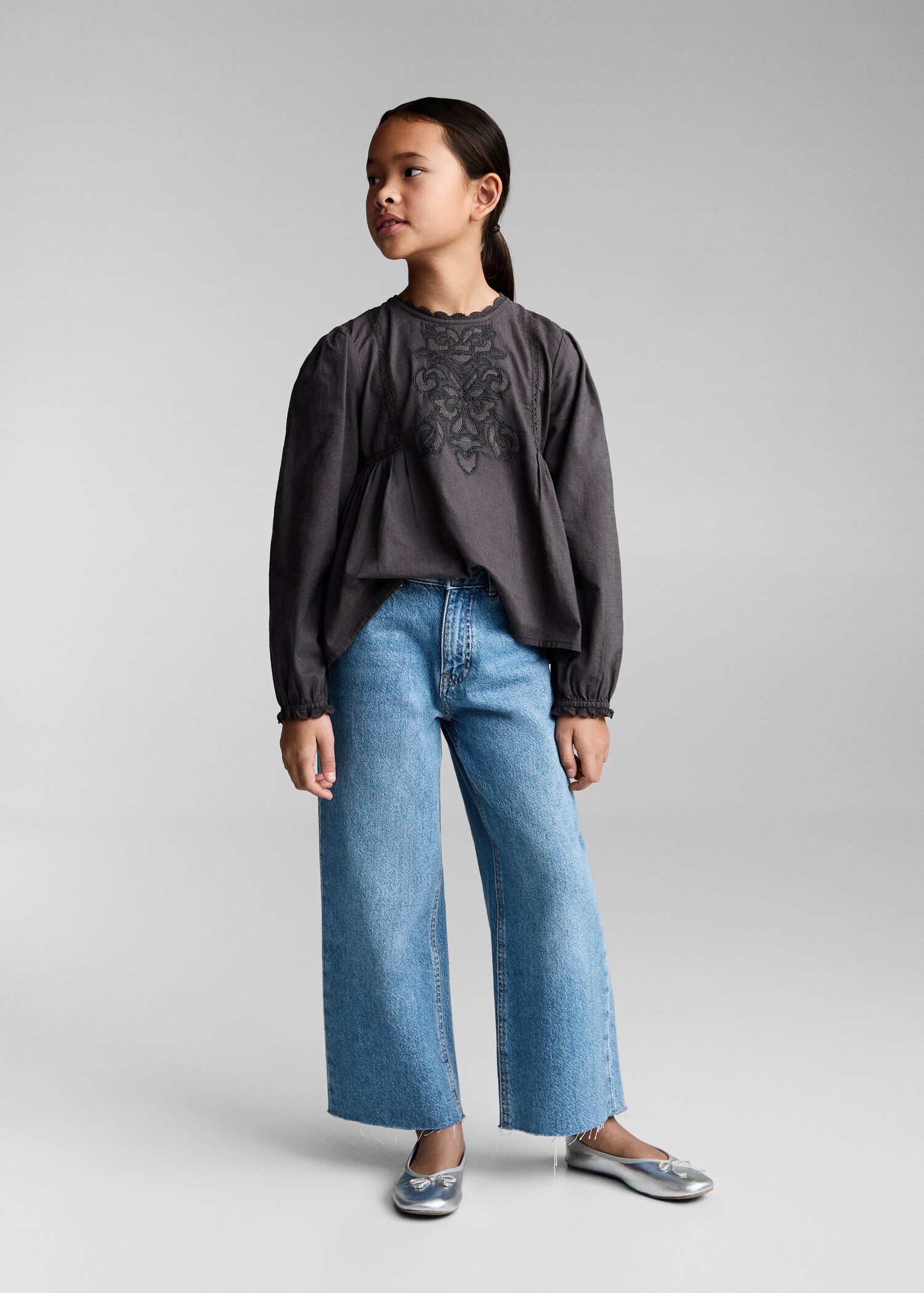 Jeans culotte mid-waist comfort - General plane