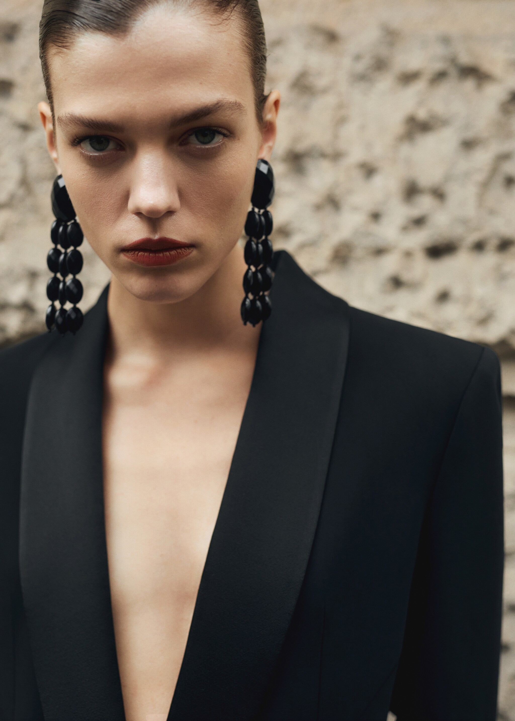 Σκουλαρίκι καταρράκτης χάντρες - Γενικό πλάνο, Μαύρο. Ref: 87070429-00.