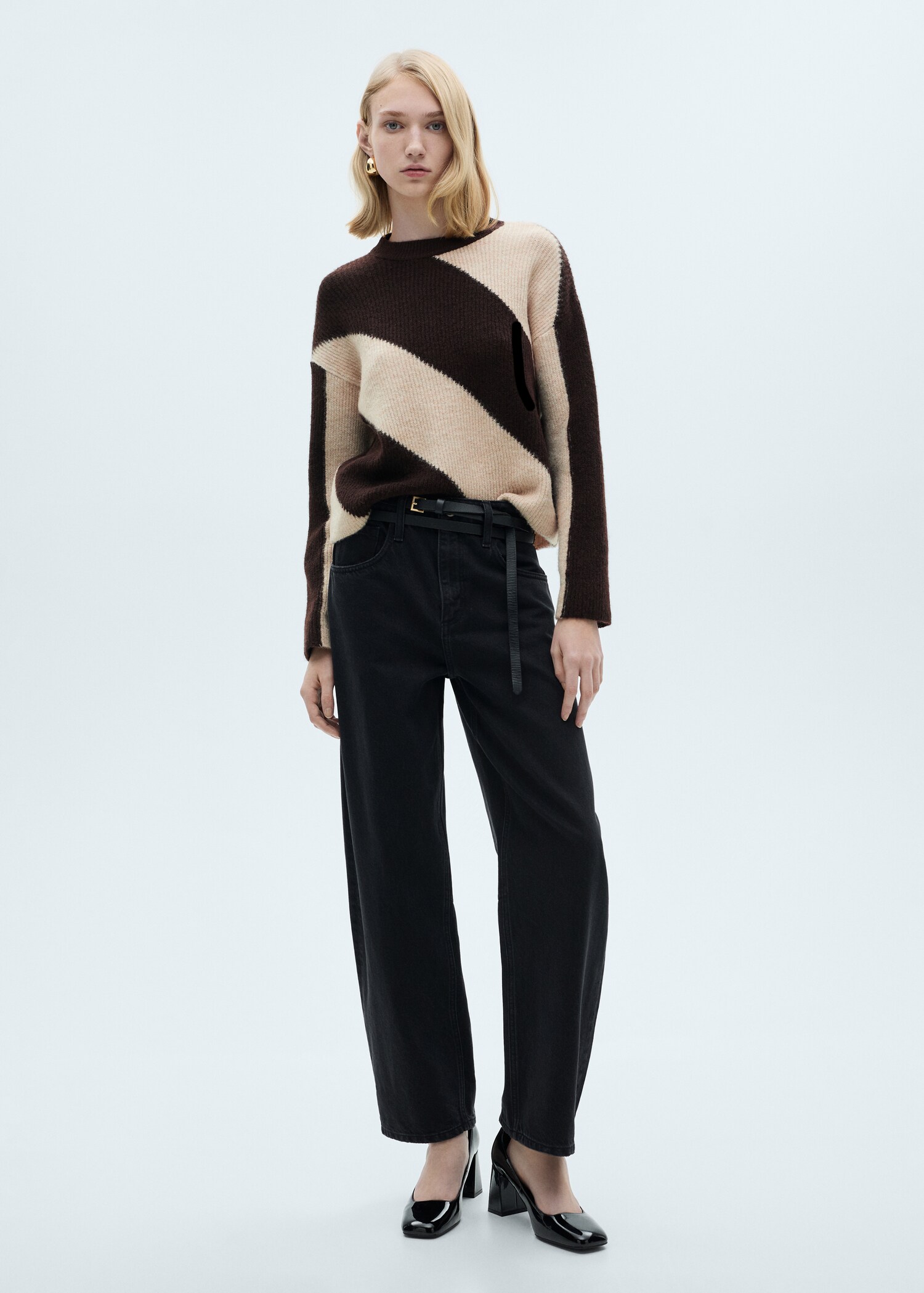 Gestreepte gebreide trui - Overzichtstekening