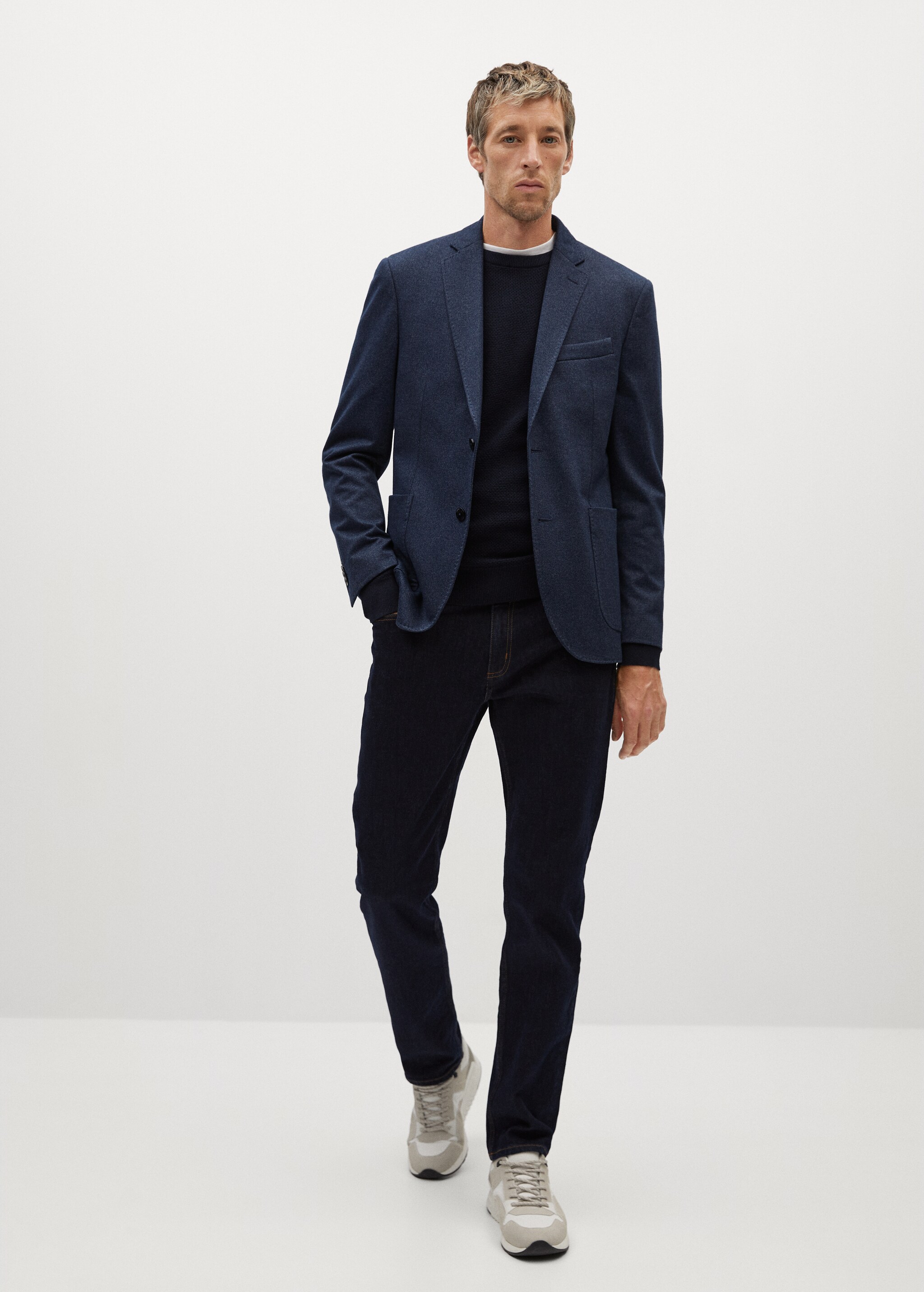 Sako slim fit se strukturou rybí kosti - Celkový náhled