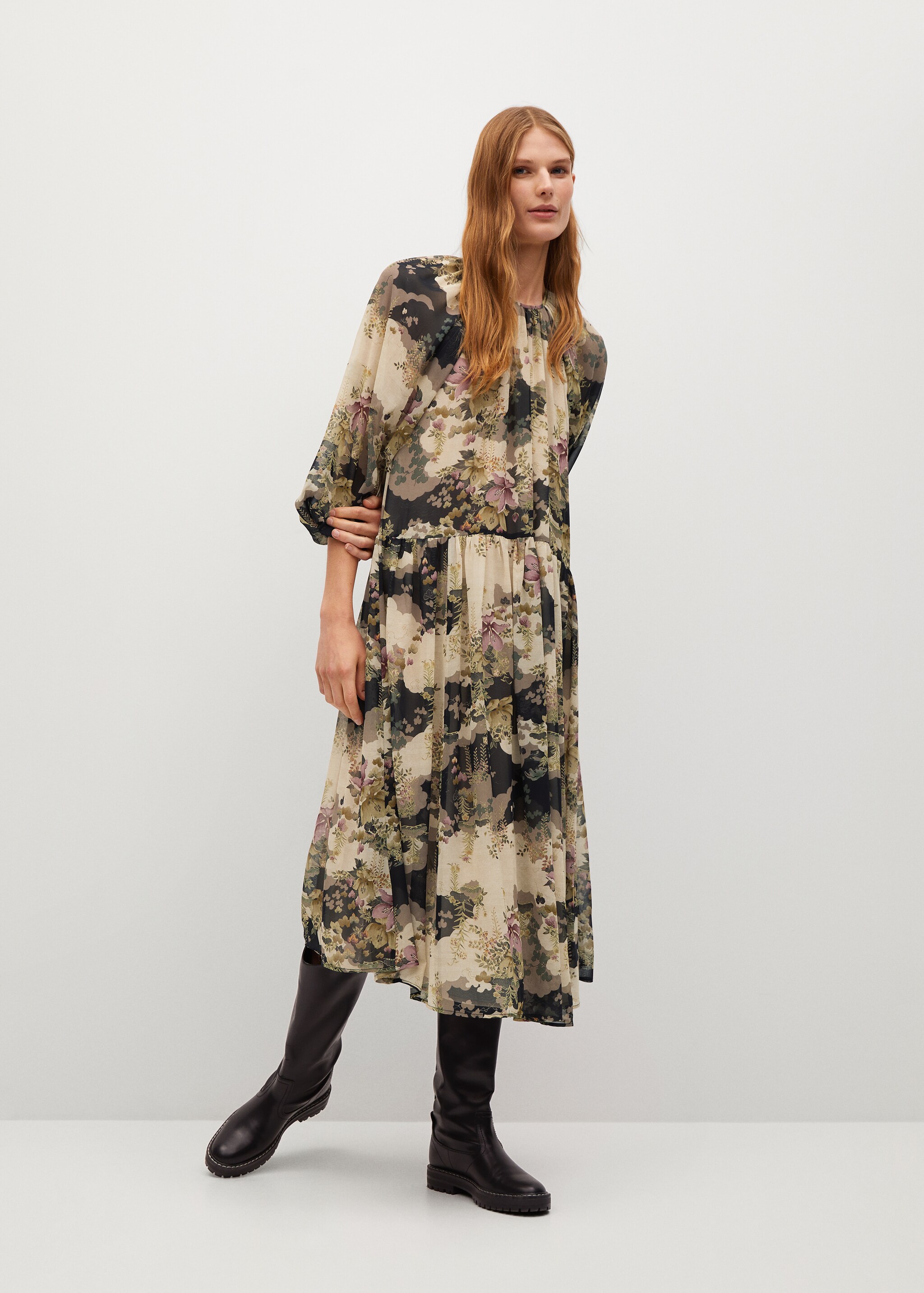 Vestido fluido estampado floral - Plano general