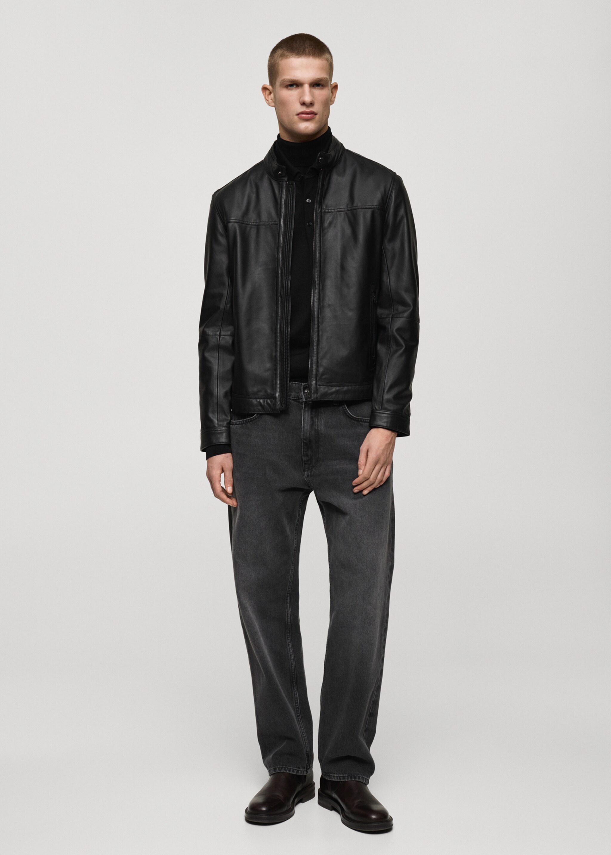 Nappa leather biker jacket - General plane, Black. Ref: 87070575-00.