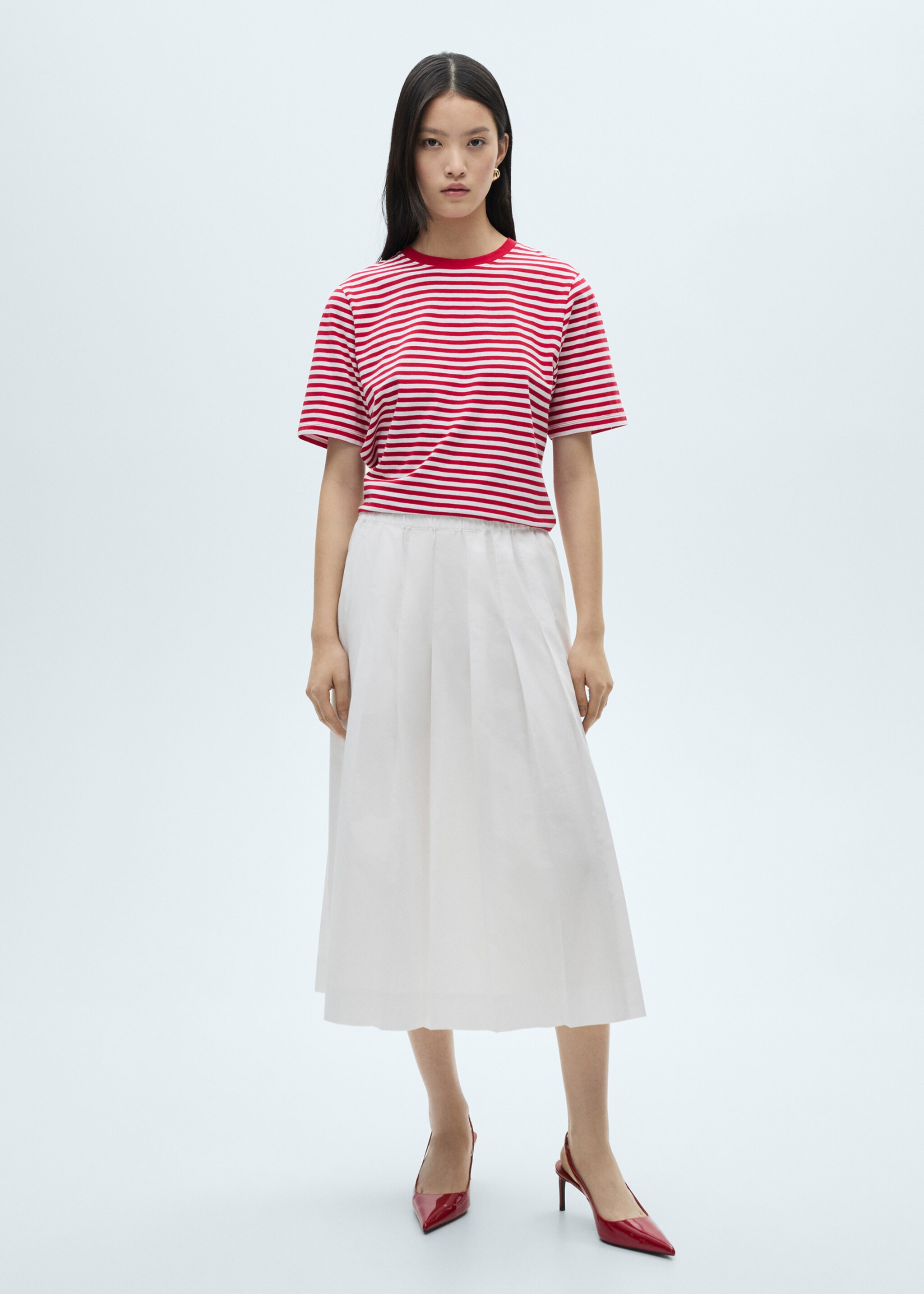 Falda algodón tablas - Plano general, Blanco. Ref: 87070580-00.