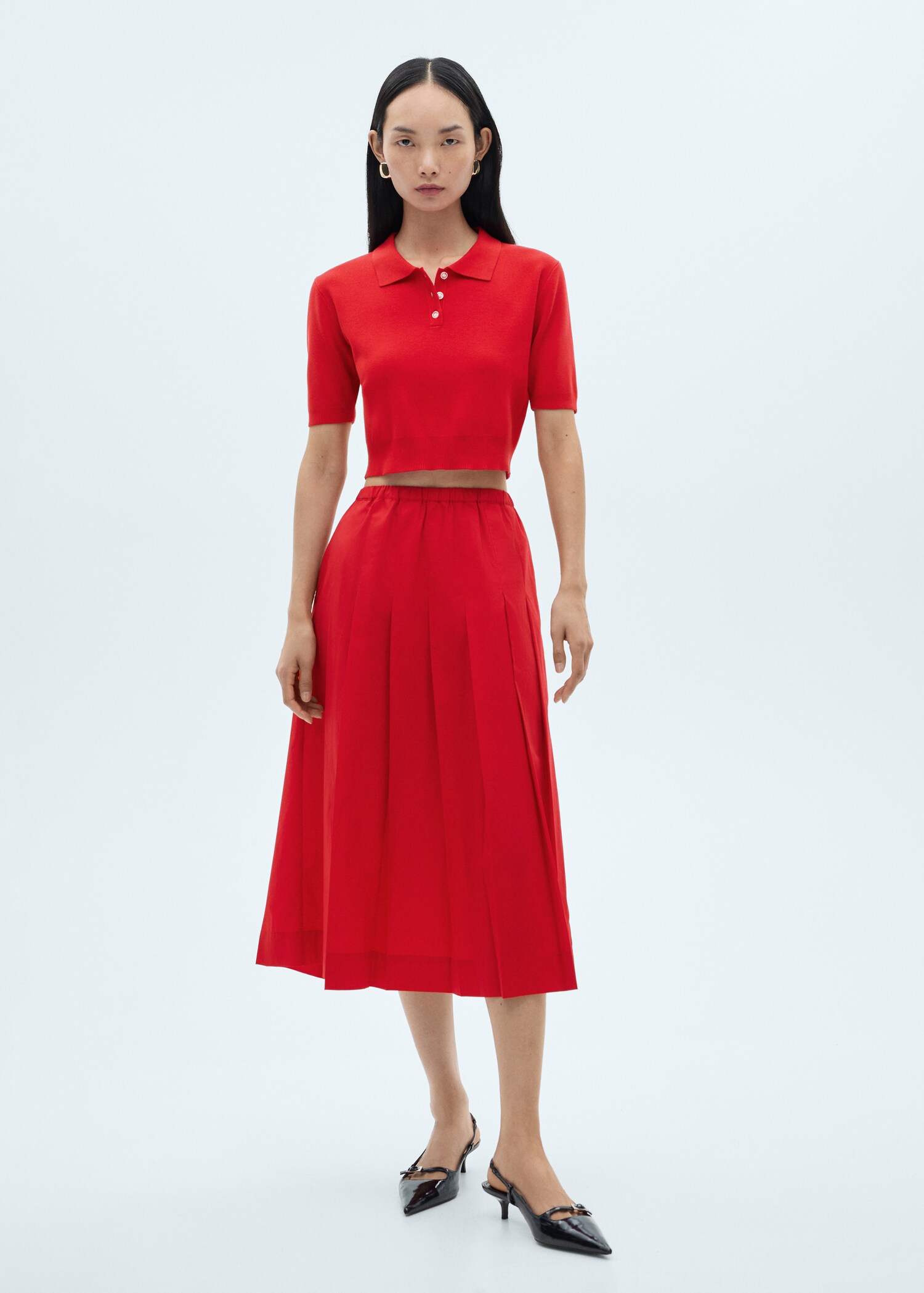 Cotton pleated skirt - General plane