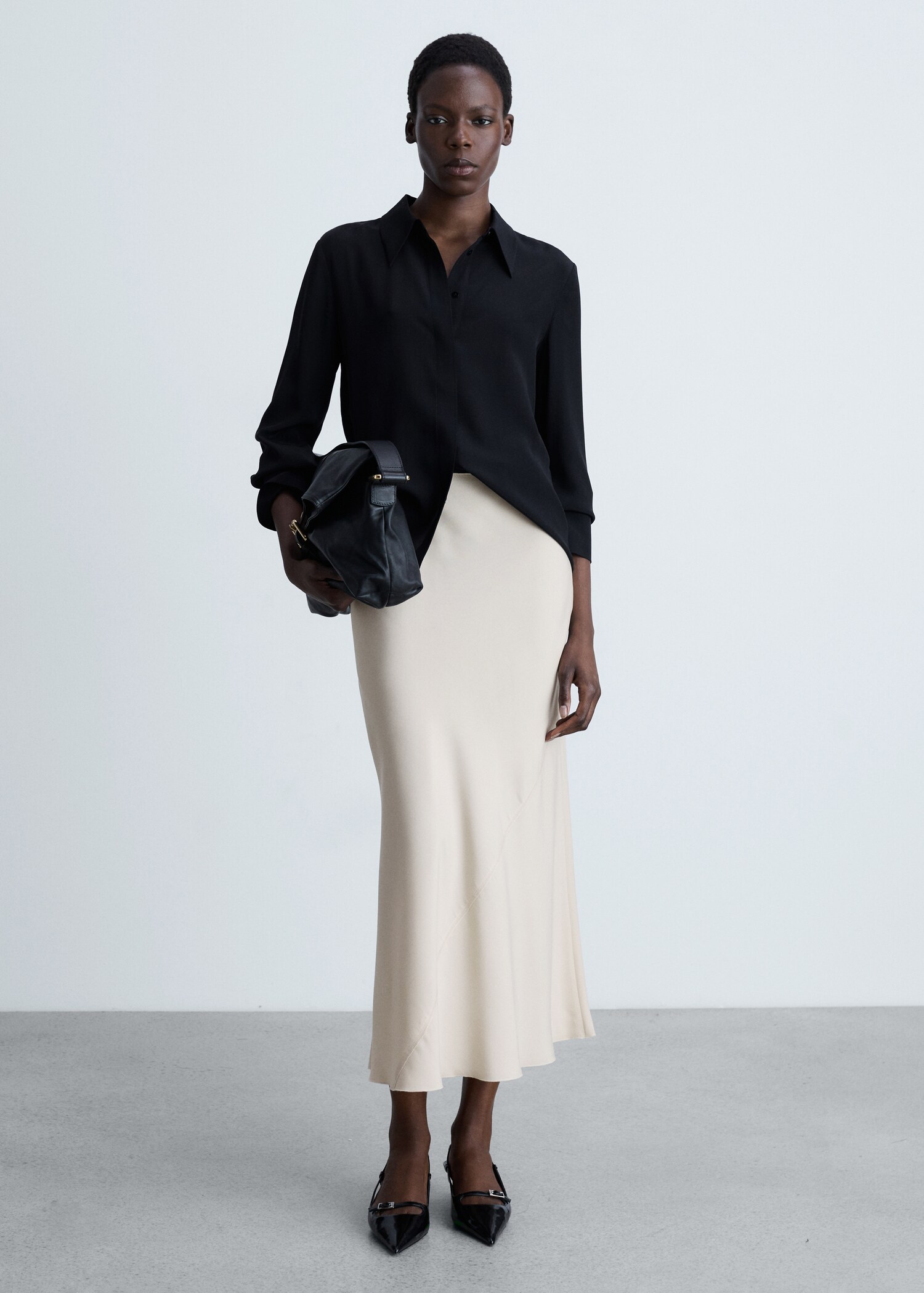 Midi satin skirt - General plane