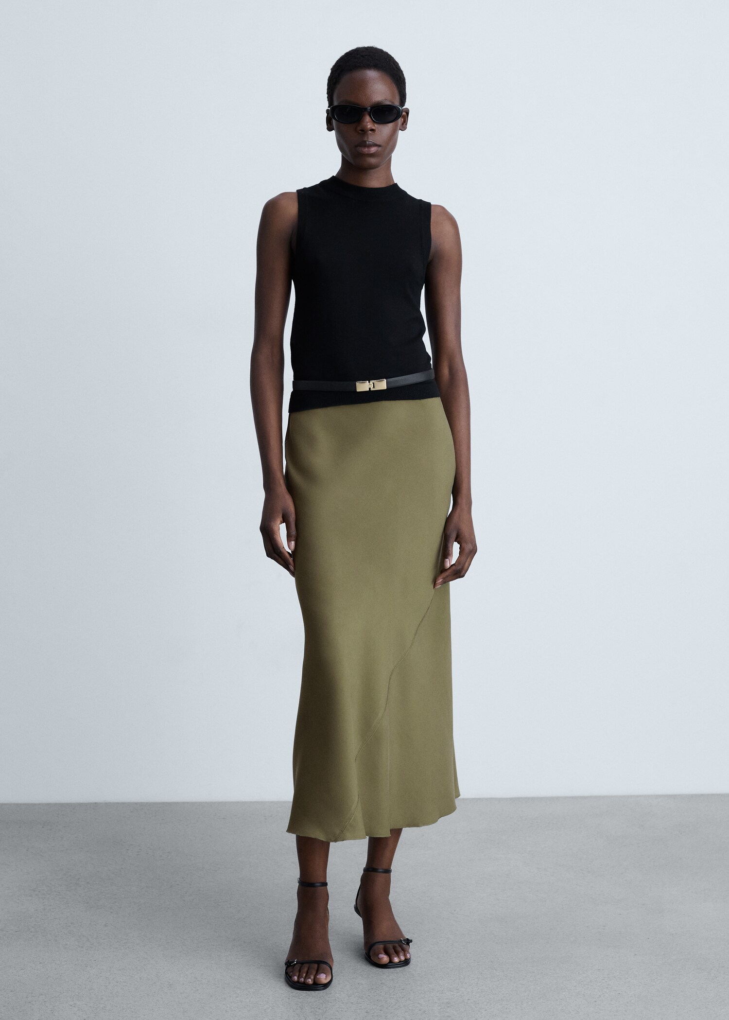 Midi satin skirt - General plane