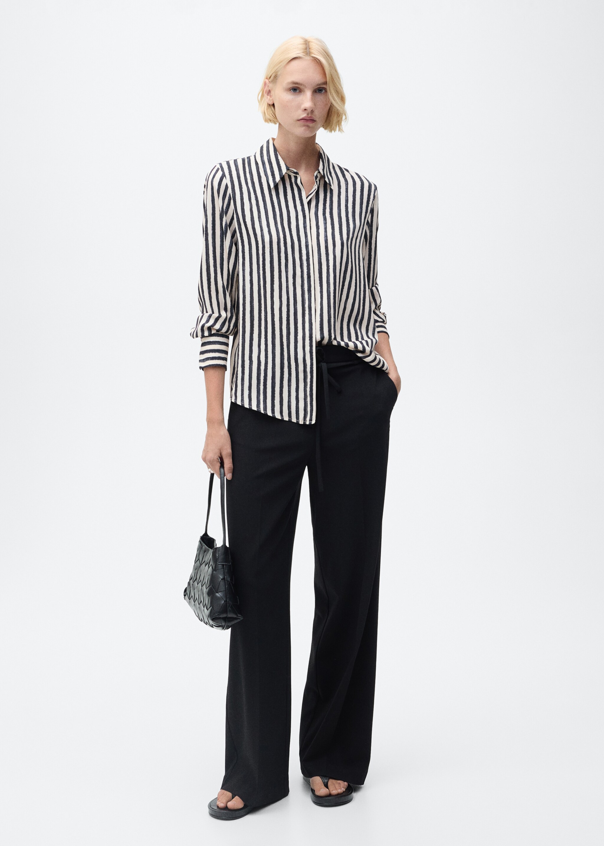 Striped flowy shirt - General plane, Ecru. Ref: 87070593-00.