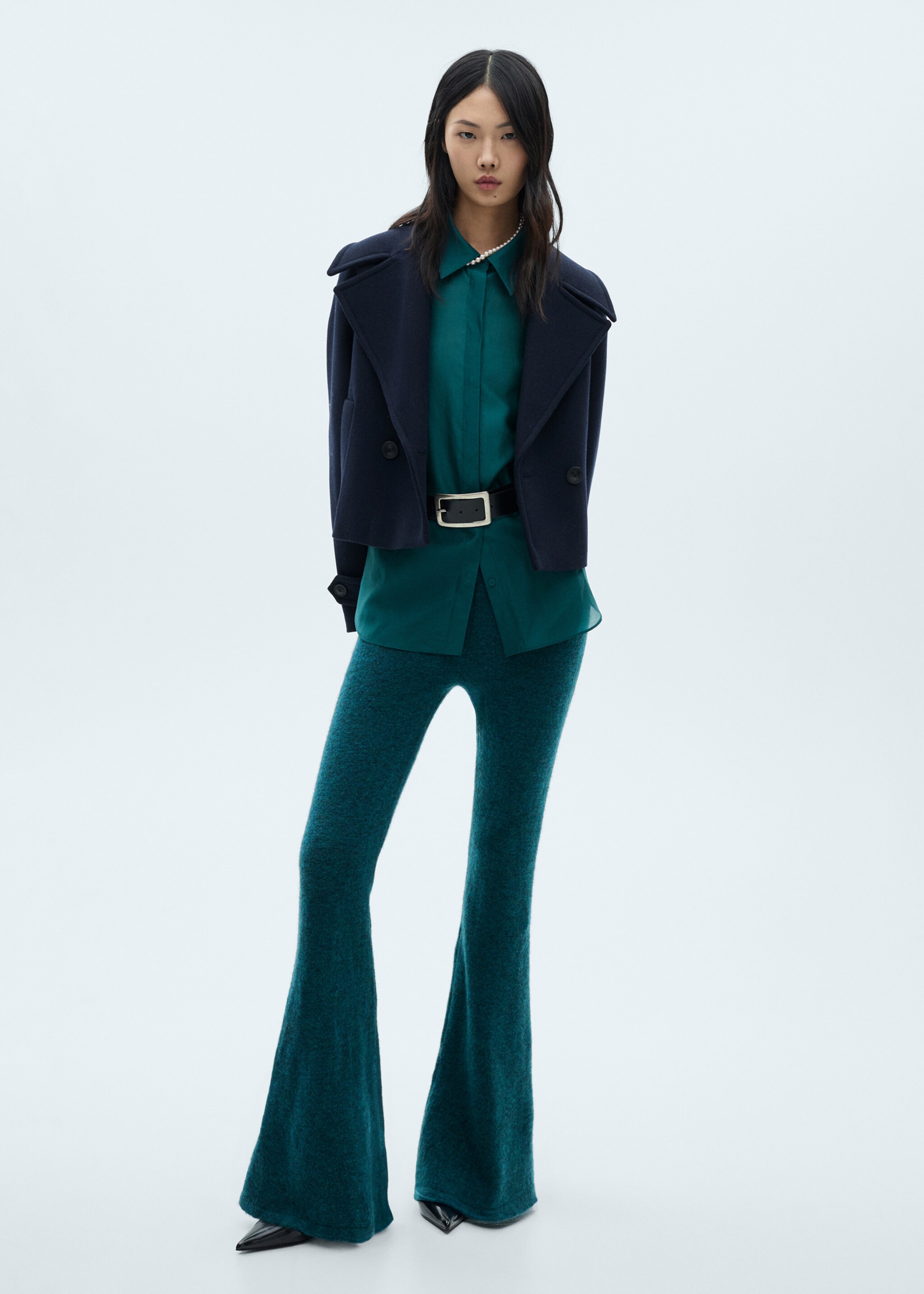 Chemise satinée boutons dissimulés - Plan général, Marron moyen. Ref: 87070596-00.