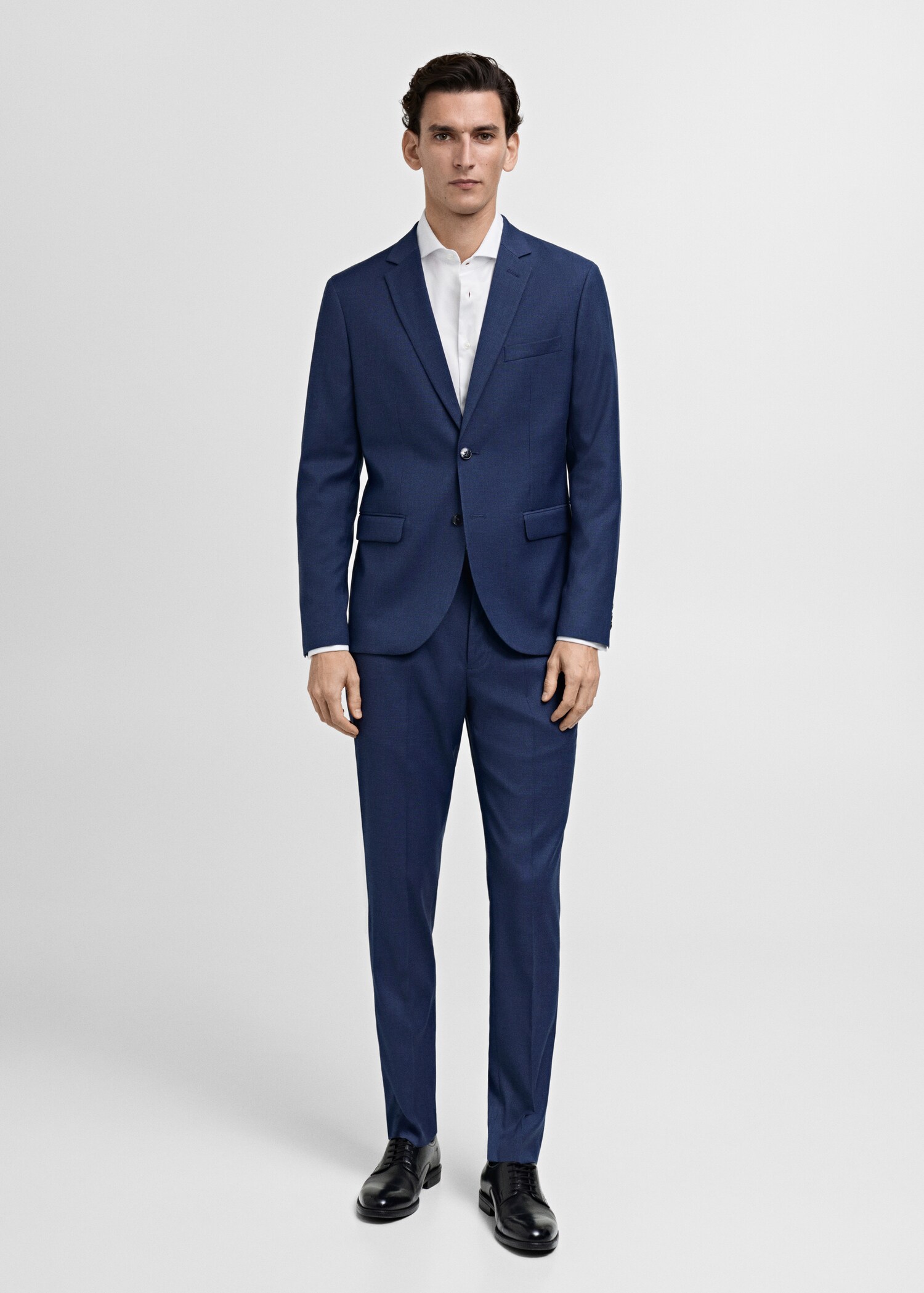 Camisa gemelos traje slim fit tejido twill - Plano general