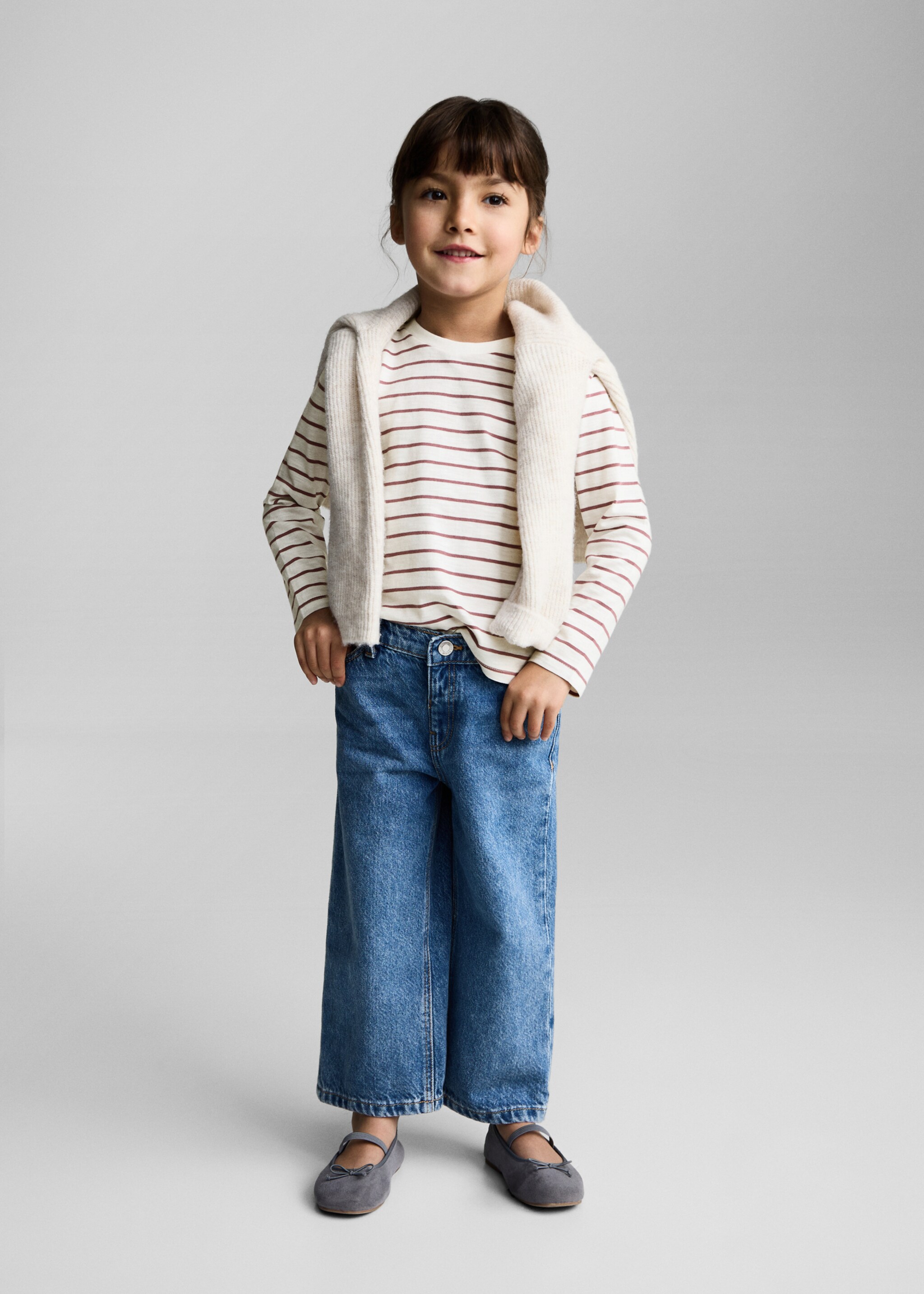 T-shirt algodão riscas - Plano geral, Branco-pérola. Ref: 87070612-00.