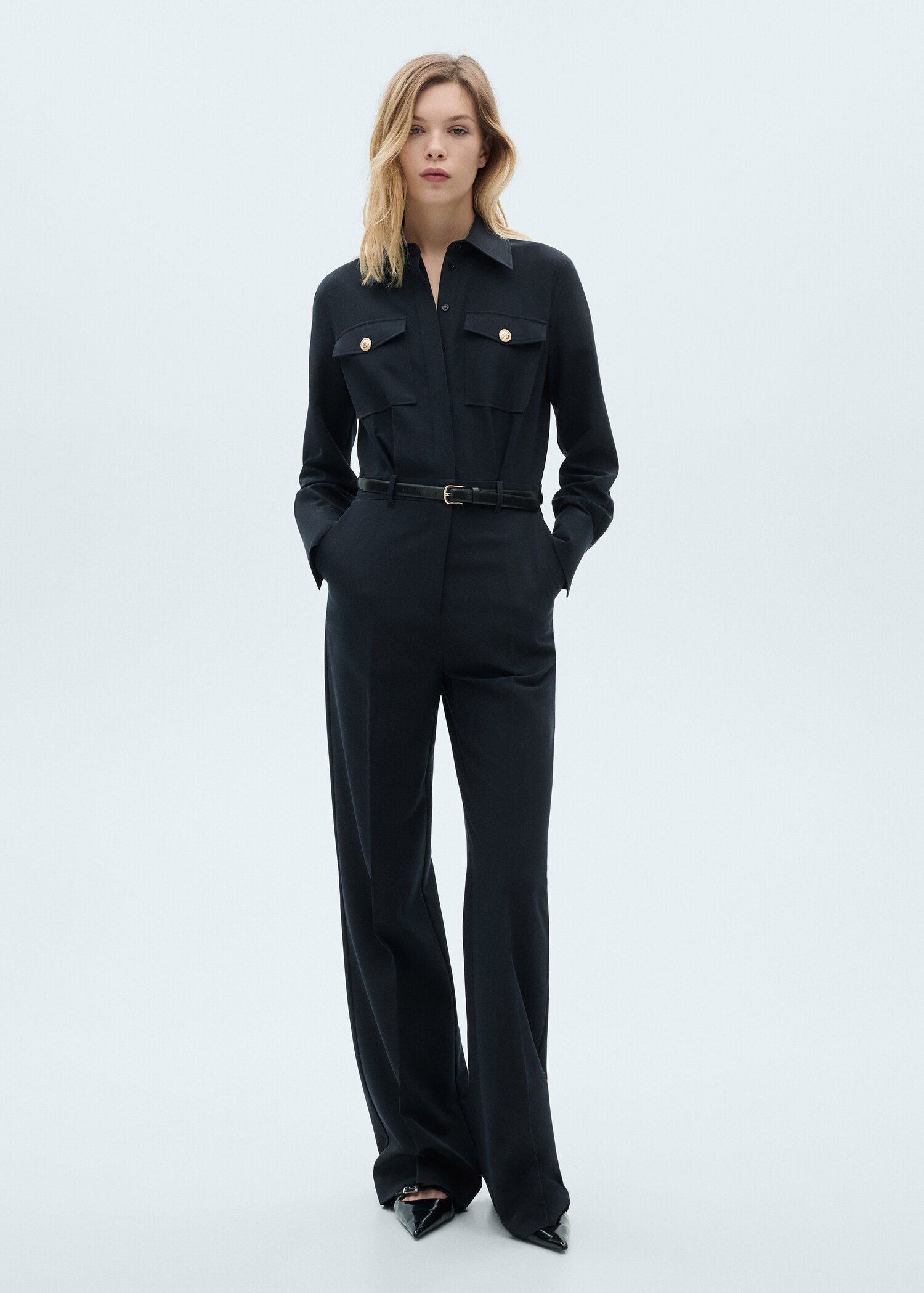 Straight-fit jumpsuit with belt - General plane