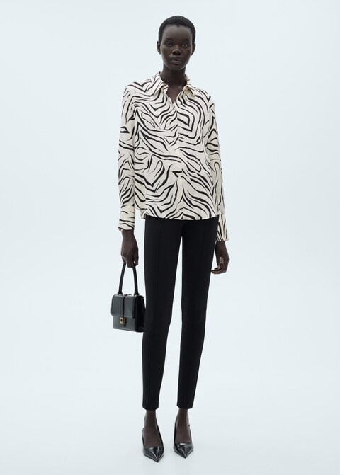 Saténová košile s potiskem - Žena | MANGO OUTLET Czech Republic