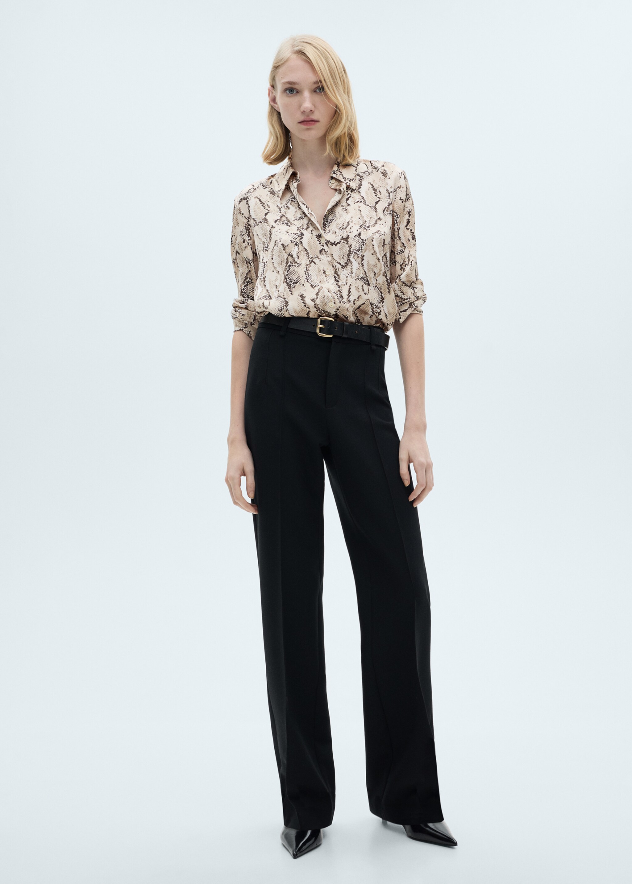 Satin print shirt - General plane, Sand. Ref: 87070639-00.