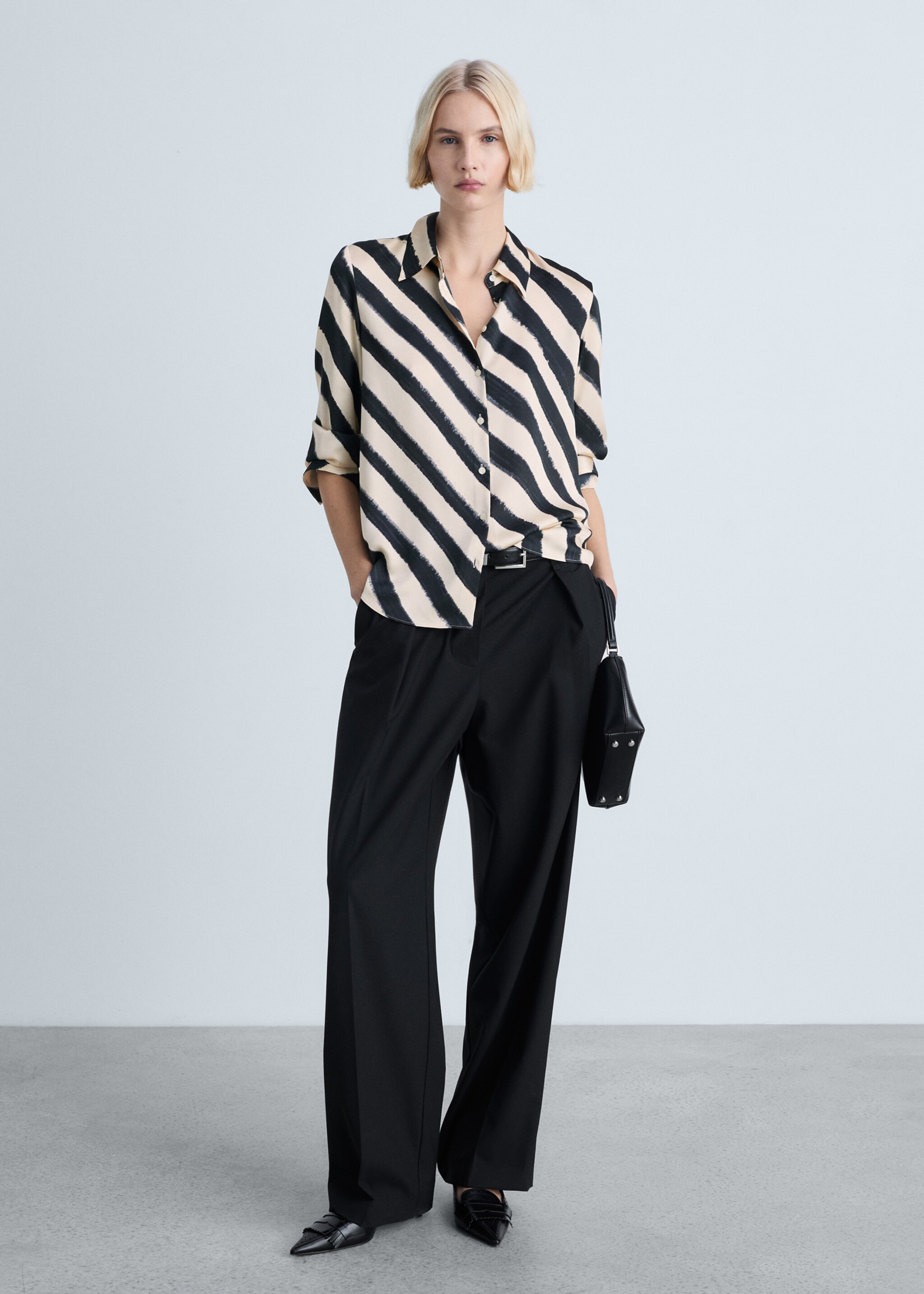 Satin print shirt - General plane, Grey. Ref: 87070639-00.