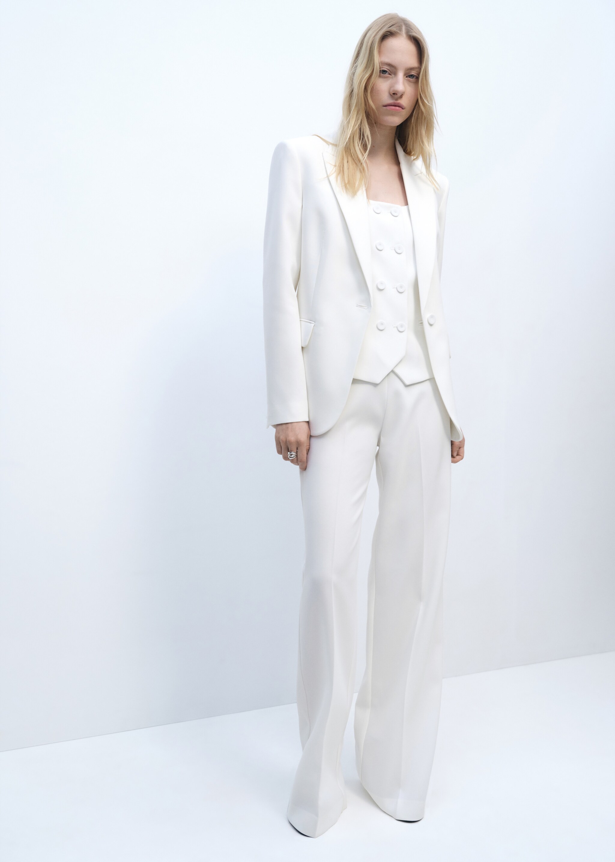 Σακάκι κοστουμιού με δομή - Γενικό πλάνο, Υπόλευκο. Ref: 87071518-00.