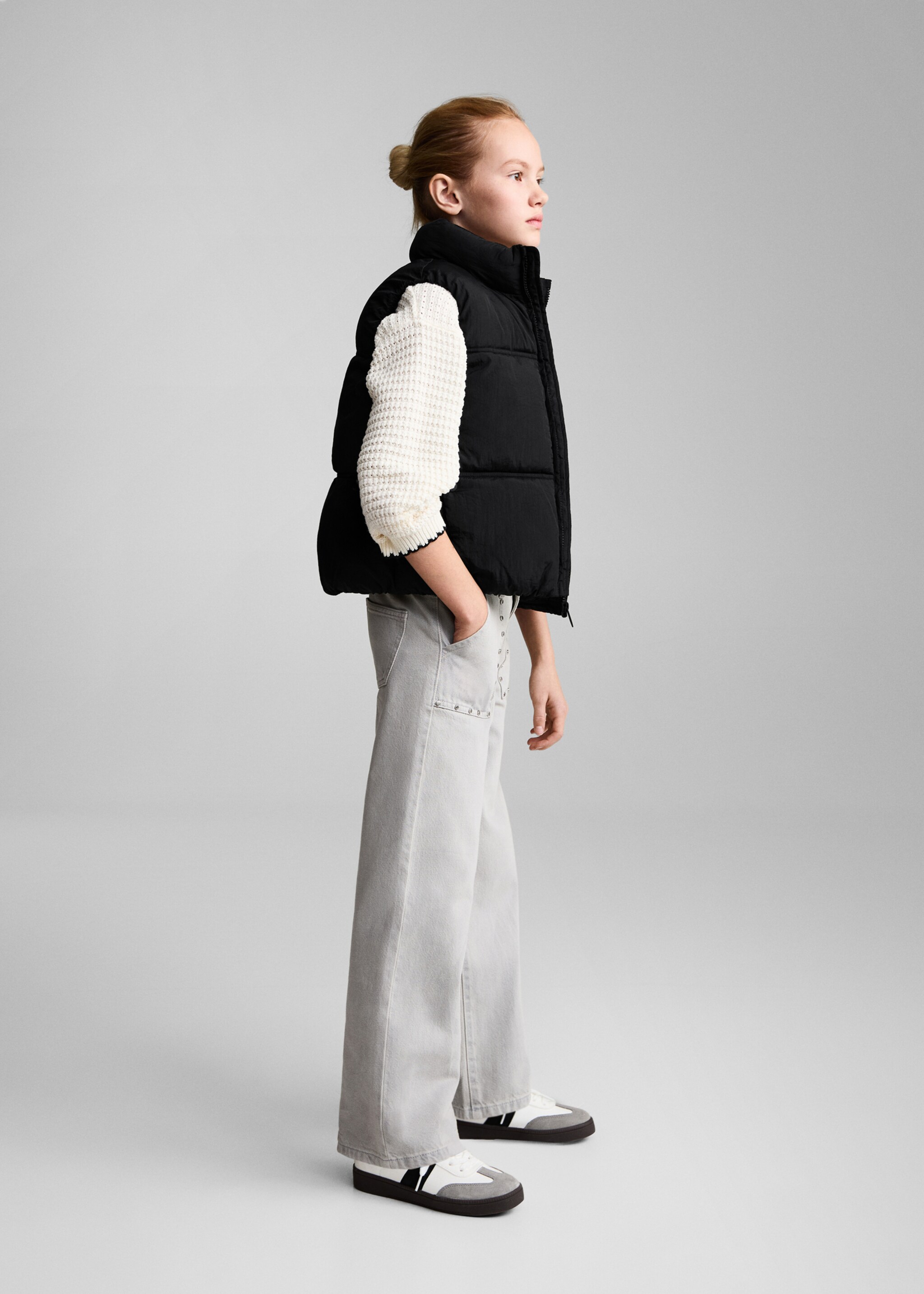 Quilted zipper gilet - General plane, Black. Ref: 87072535-00.