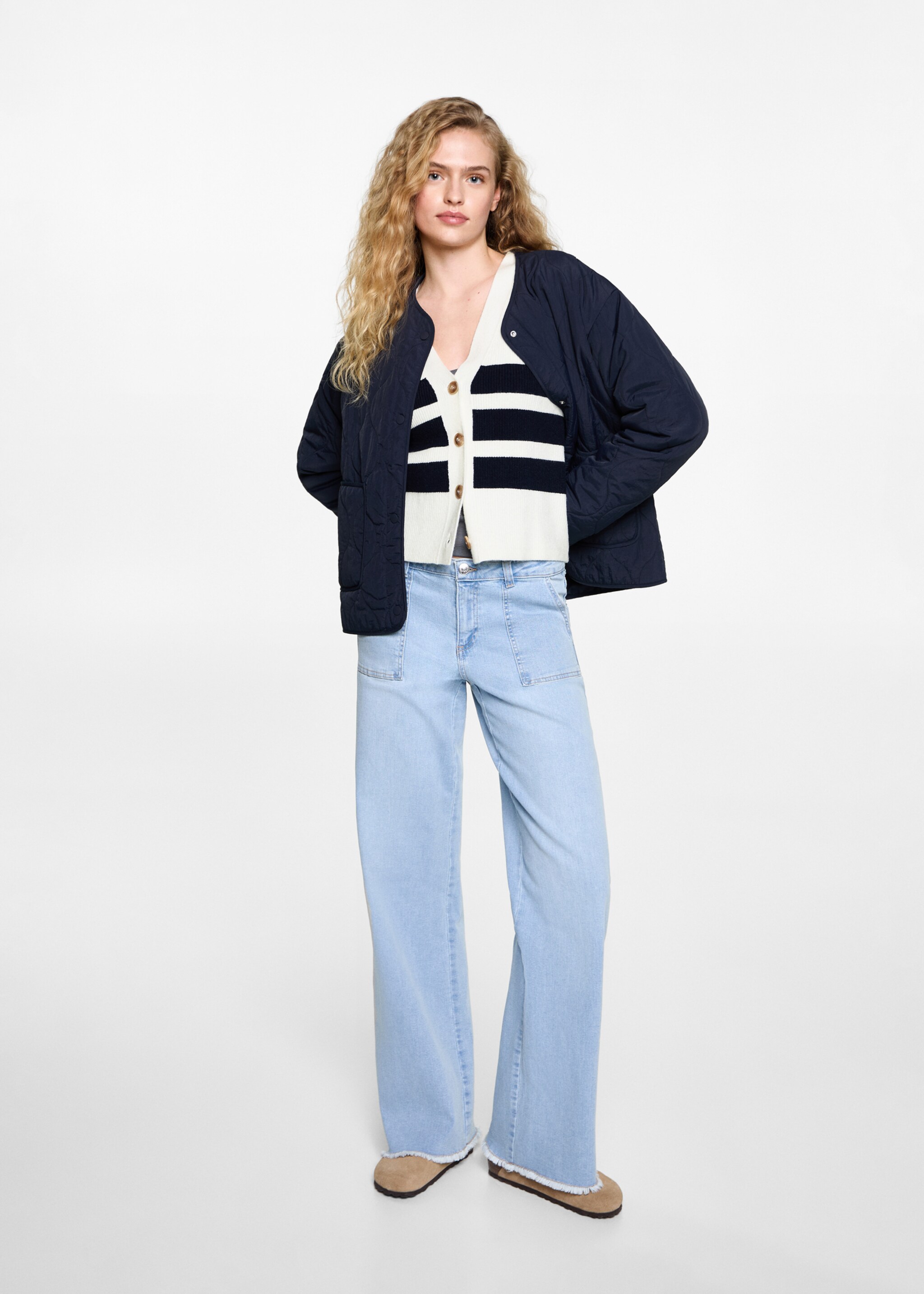 Stripped knit cardigan - General plane, Off White. Ref: 87072538-00.