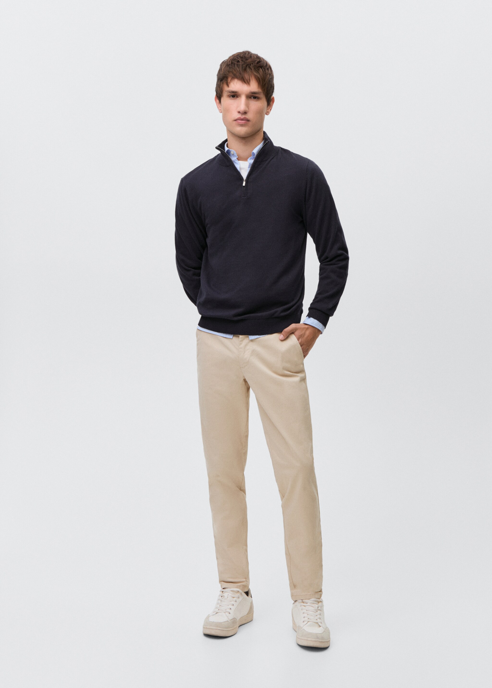 Pantalons xinesos cotó - Pla general, Gris gel. Ref: 87072541-00.