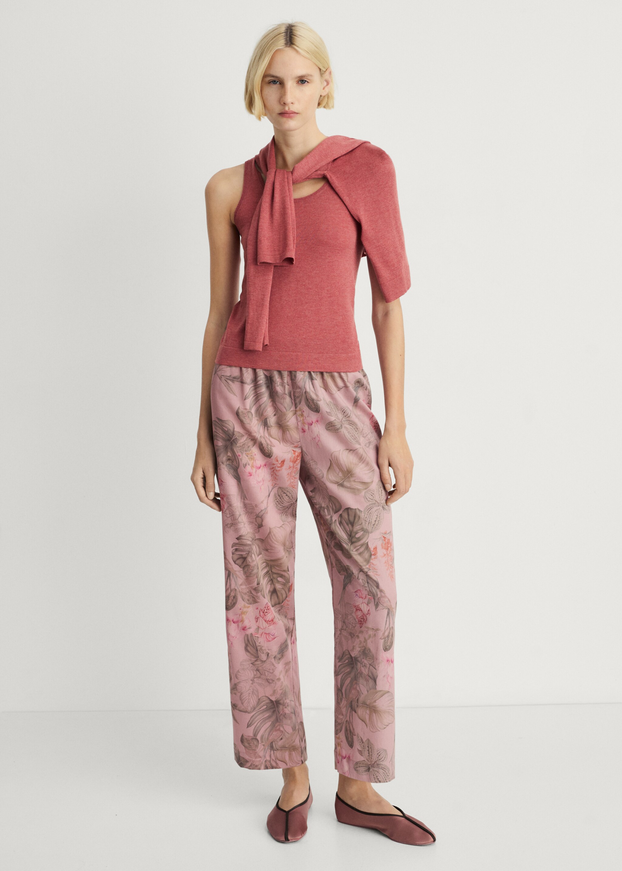 Ribbed knit tank top - General plane, Medium Pink. Ref: 87072892-00.