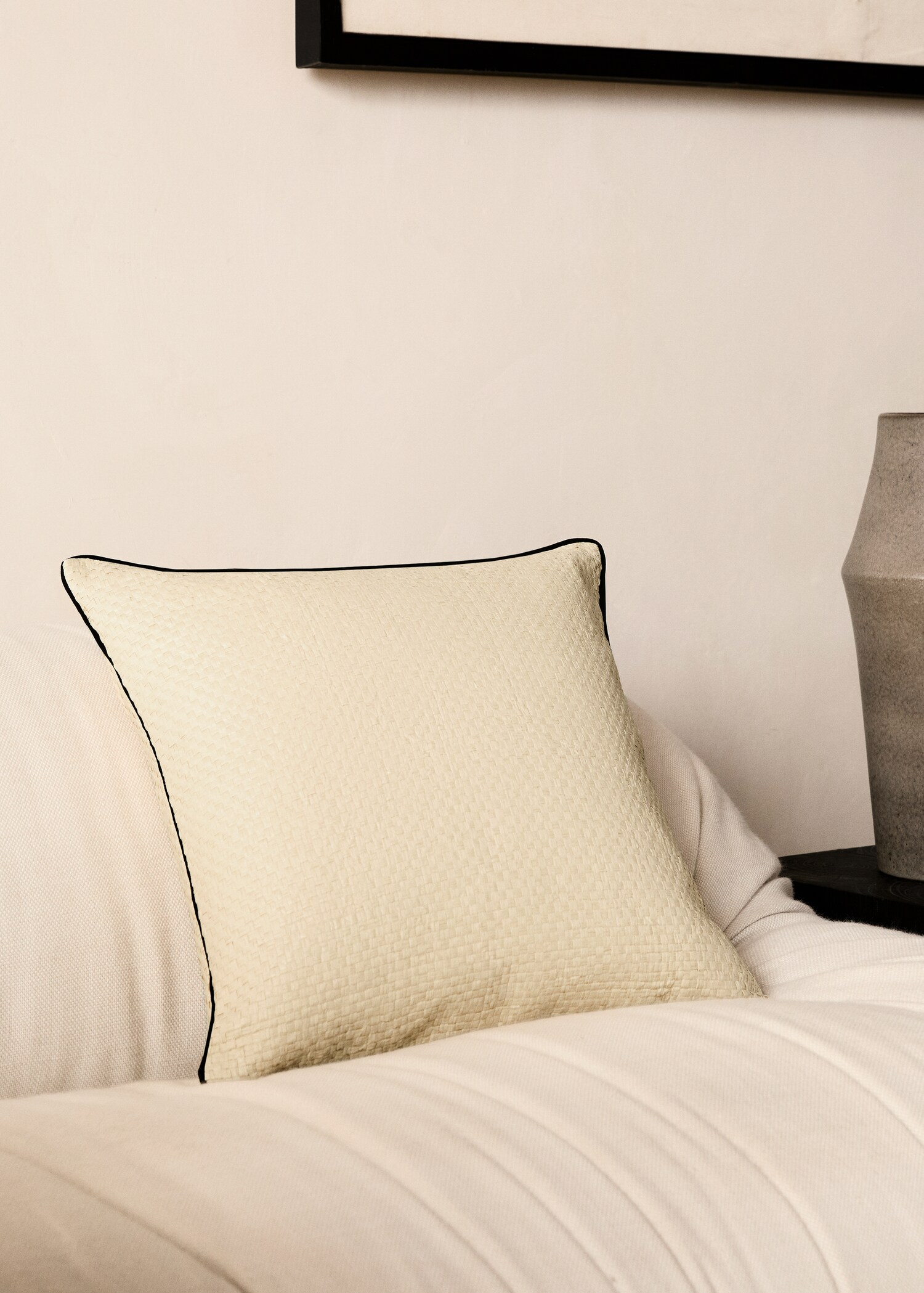 Funda coixí paper trenat piping 45x45 cm - Pla general