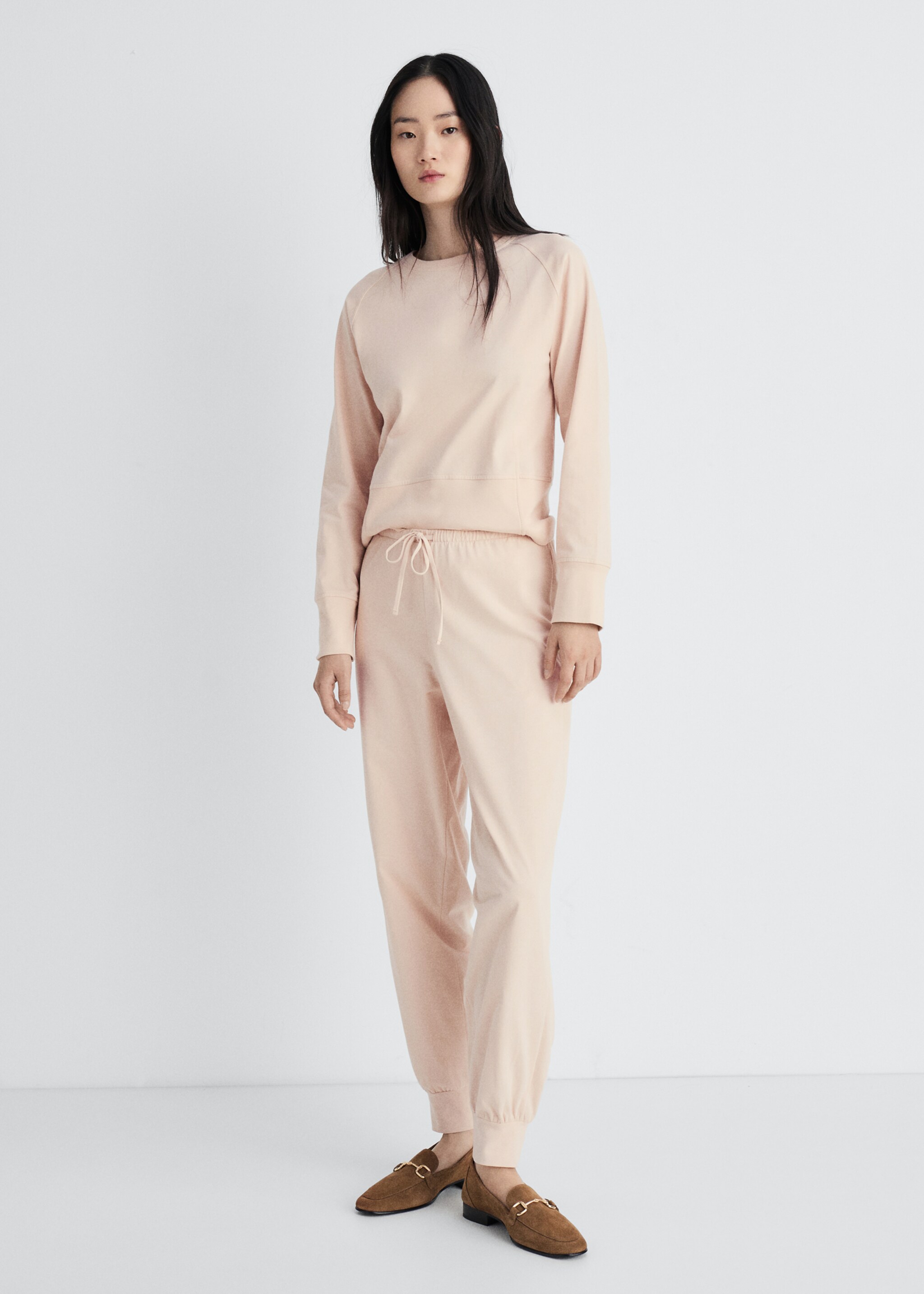 Cotton trousers with soft finish - General plane, Salmon. Ref: 87072971-00.