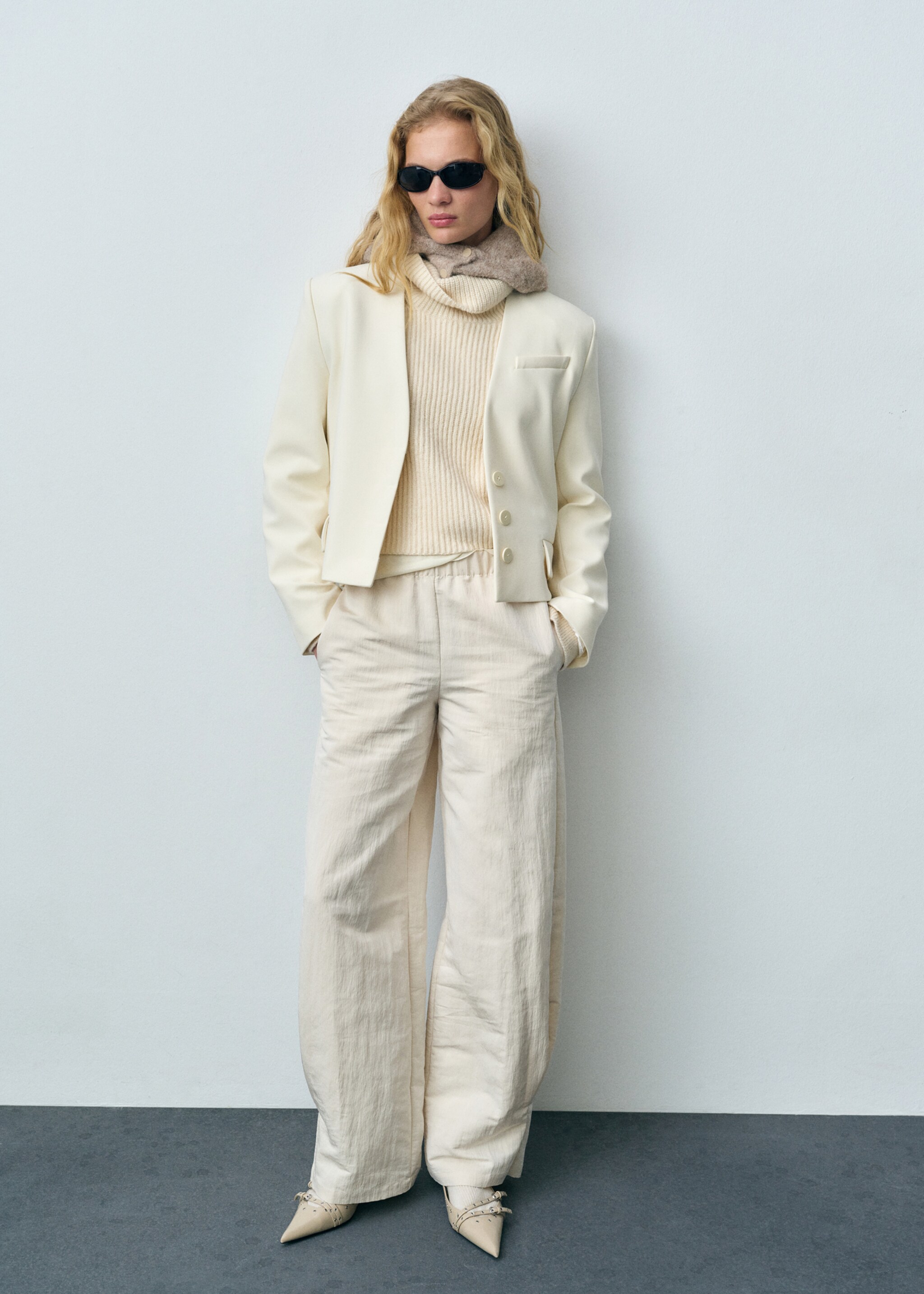 Structured cropped jacket - General plane, Off White. Ref: 87073287-00.