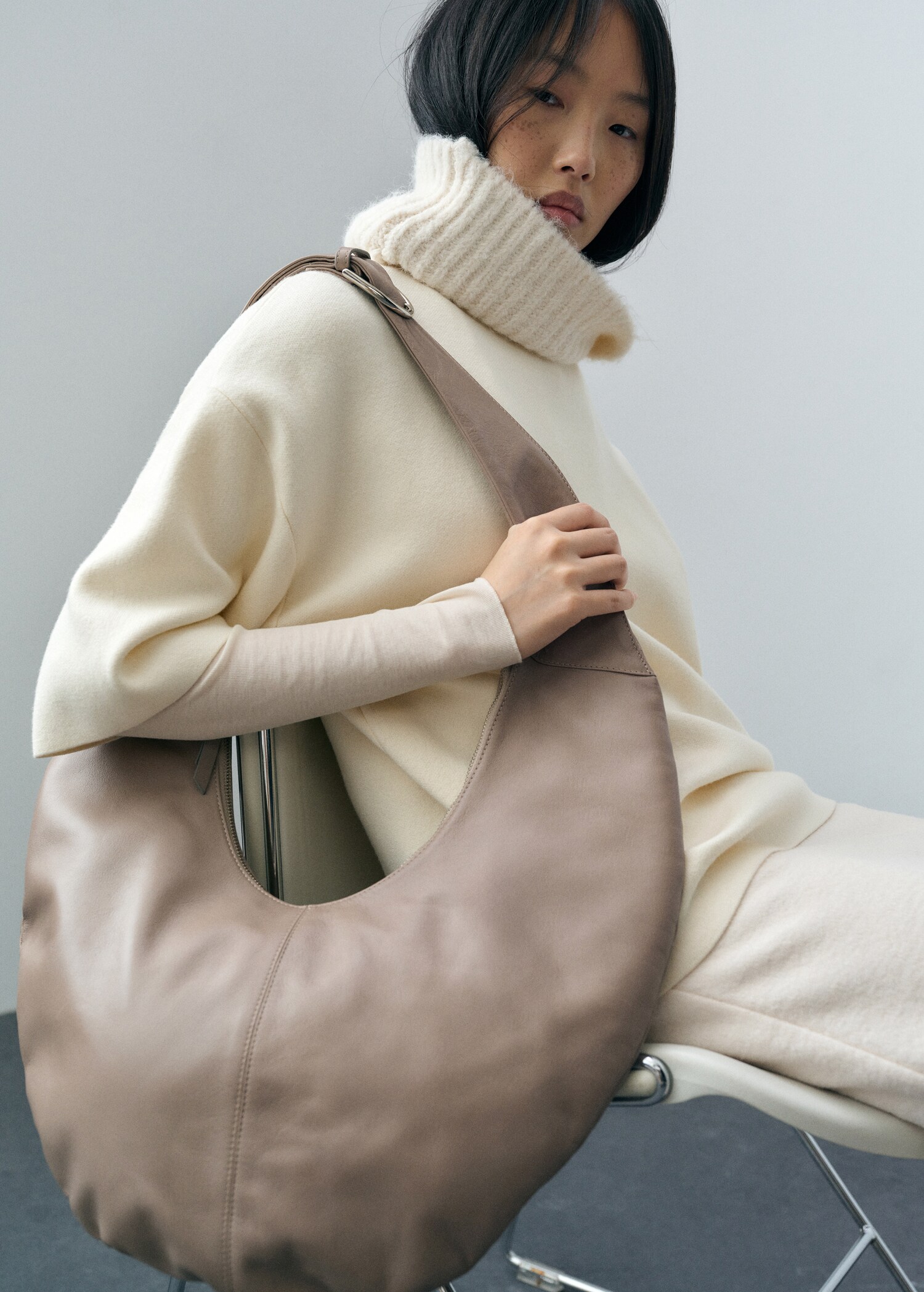 Leren halvemaanvormige tas - Overzichtstekening