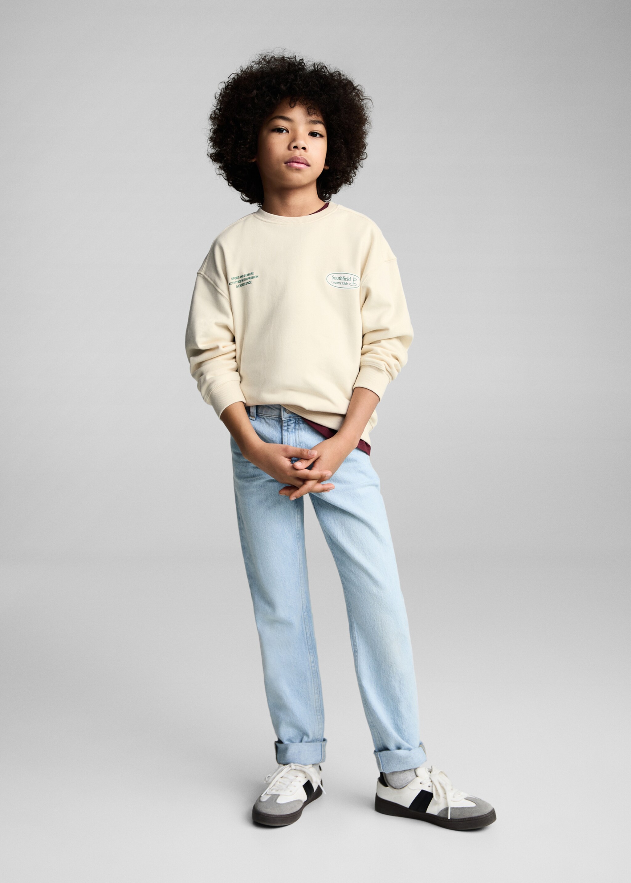 Printed cotton sweatshirt - General plane, Ecru. Ref: 87073642-00.