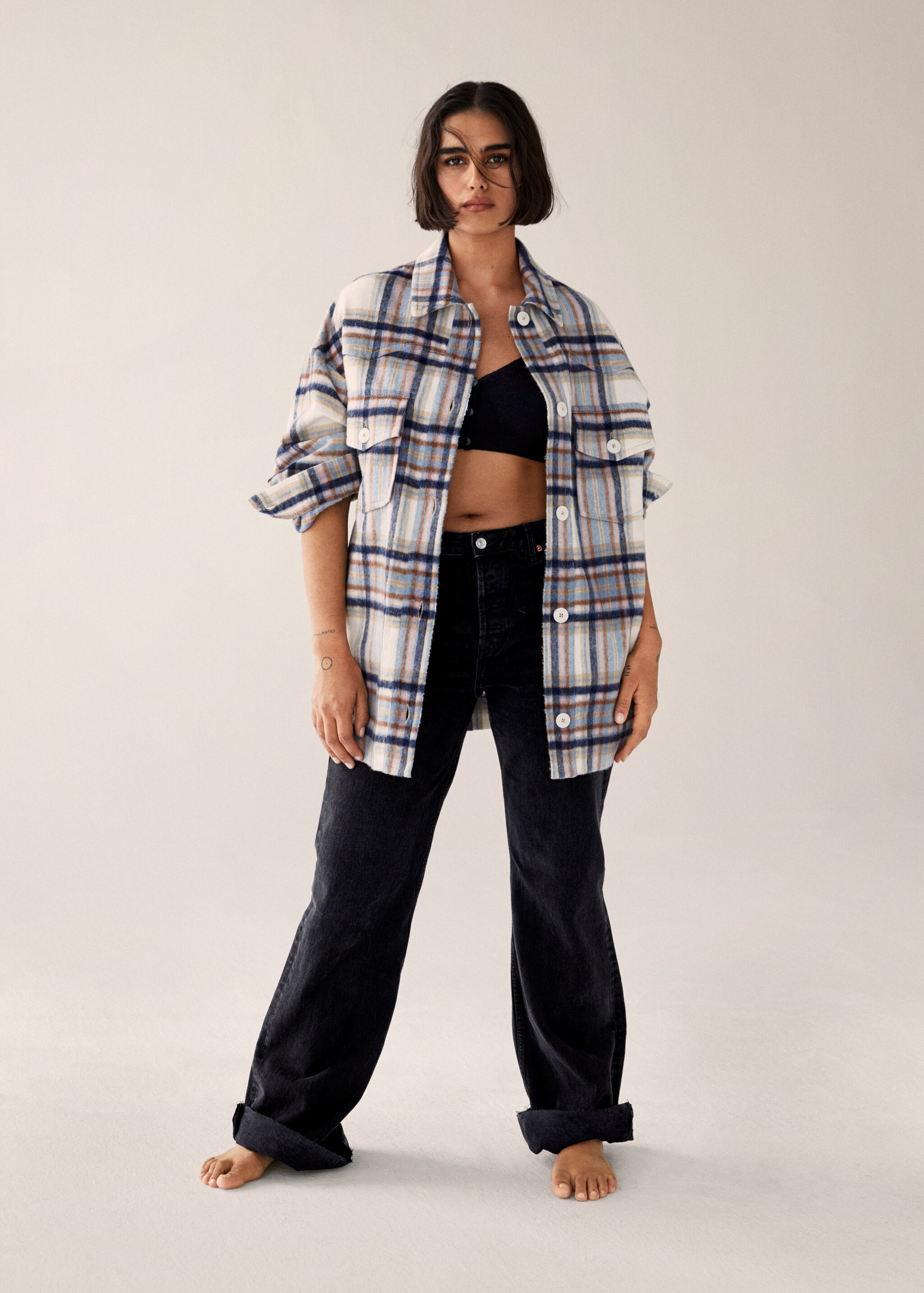 Kostkovaná svrchní košile oversize - Celkový náhled