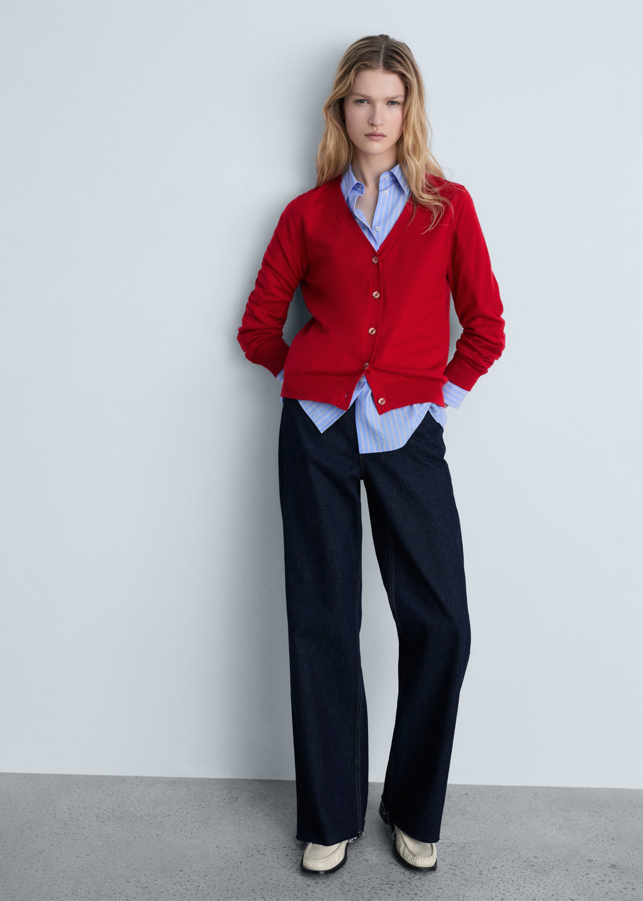 Mulberry silk-blend ribbed cardigan - General plane, Red. Ref: 87074078-00.